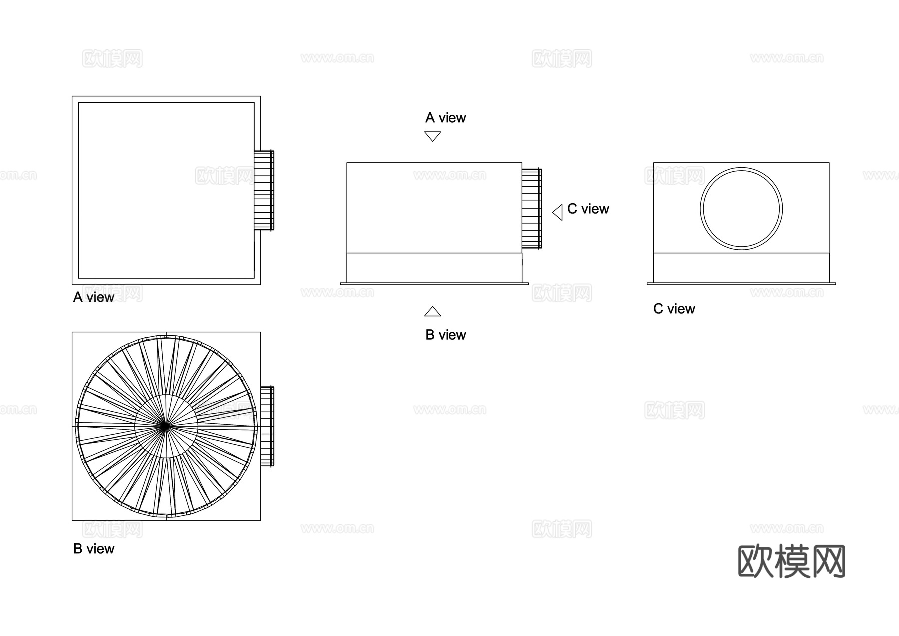 旋流扩散器 旋流风口 旋流送风装置 旋流散流器 圆形旋流器cad施工图