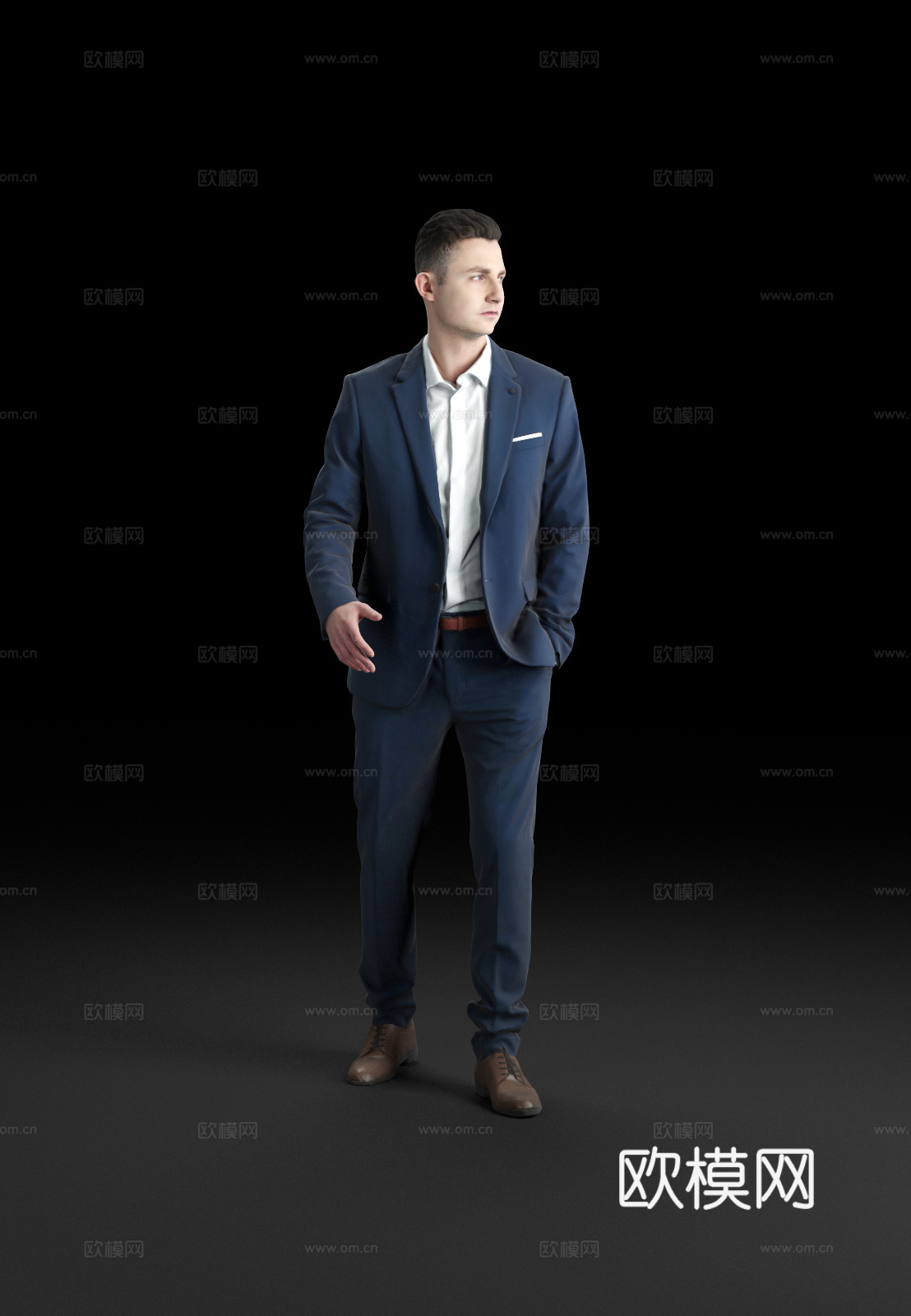 现代人物 三维人物 写字楼办公男士组合3d模型下载