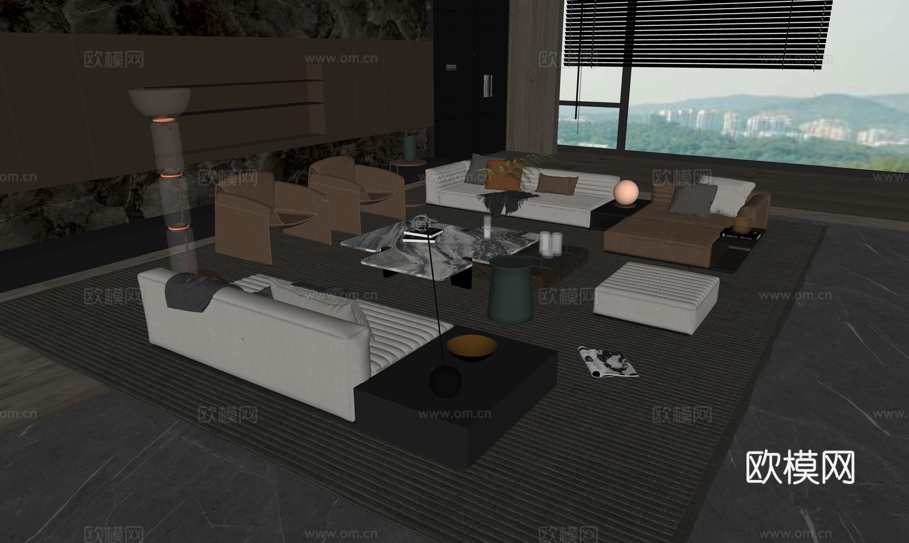 现代沙发组合su模型