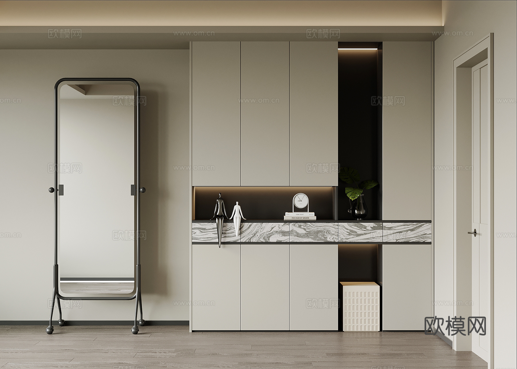 现代鞋柜 入户玄关柜su模型