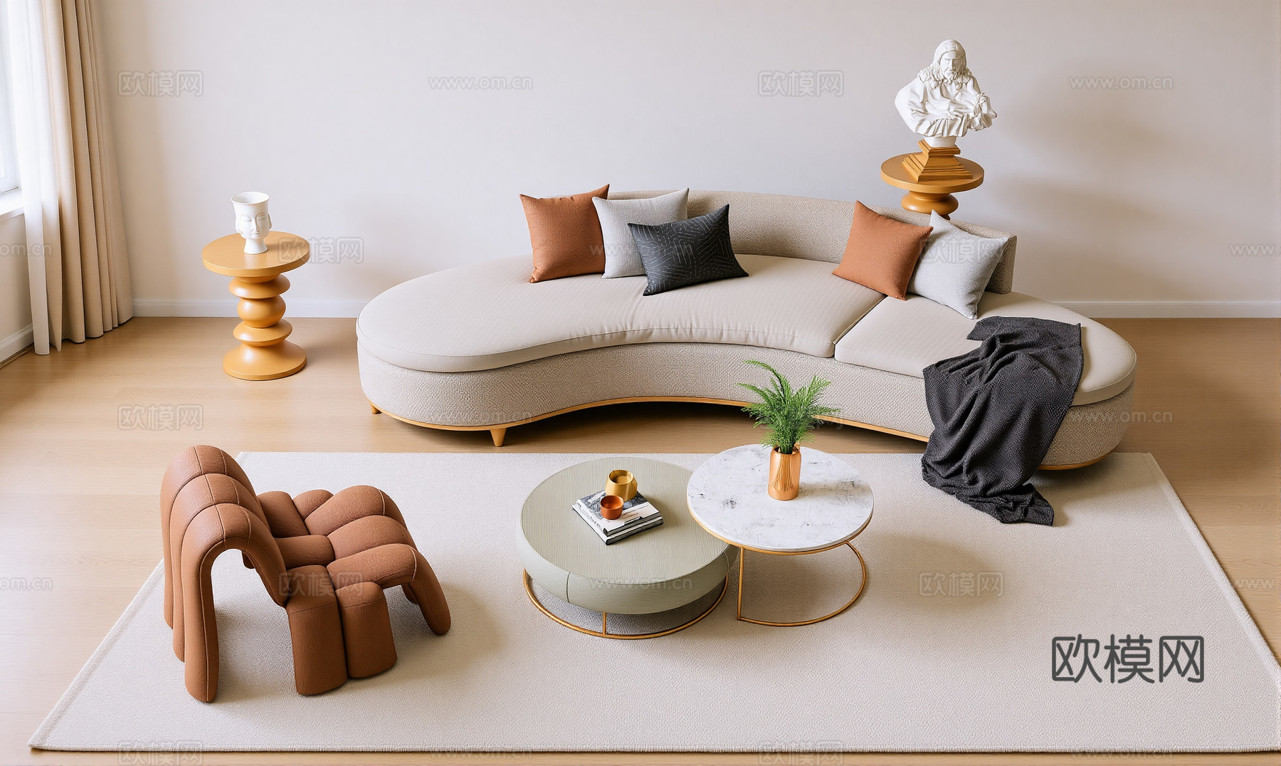 现代沙发组合su模型