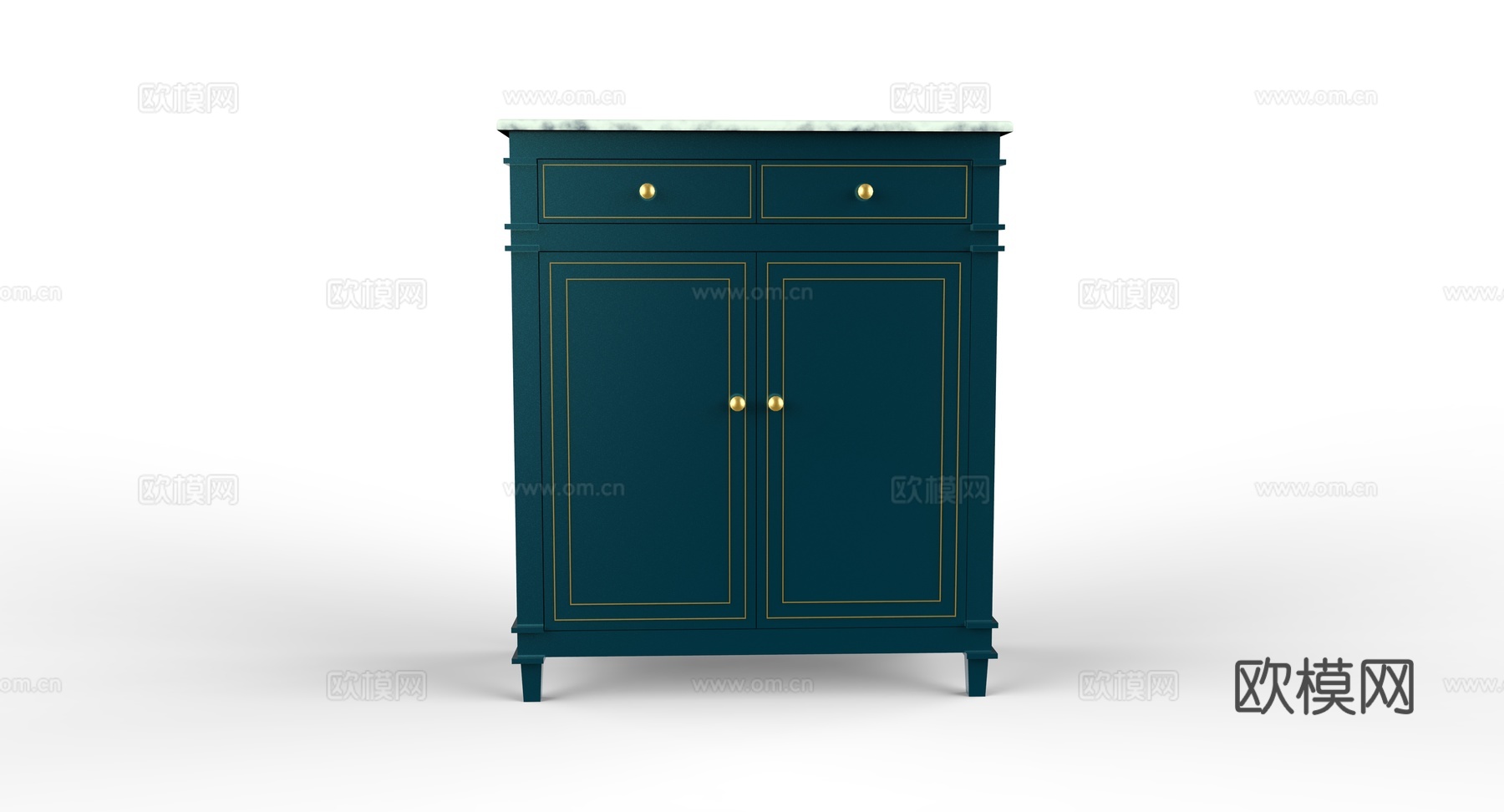 新中式时尚简约柜子3d模型下载（渲染图2）