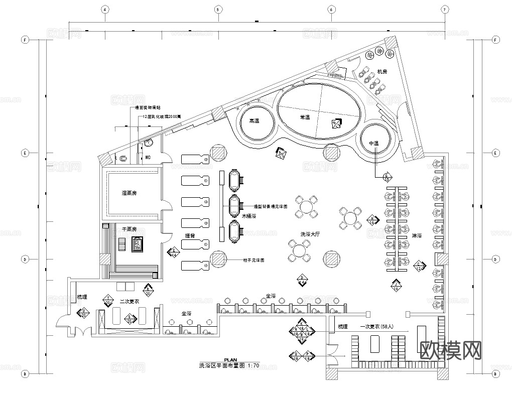 最新完整版spa足浴店施工图合集cad施工图