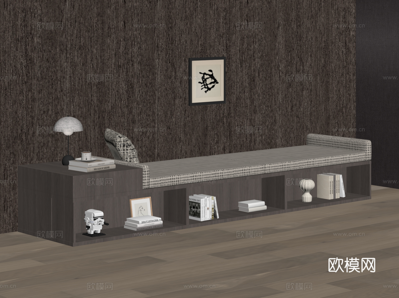 现代意式飘窗柜 飘窗垫su模型