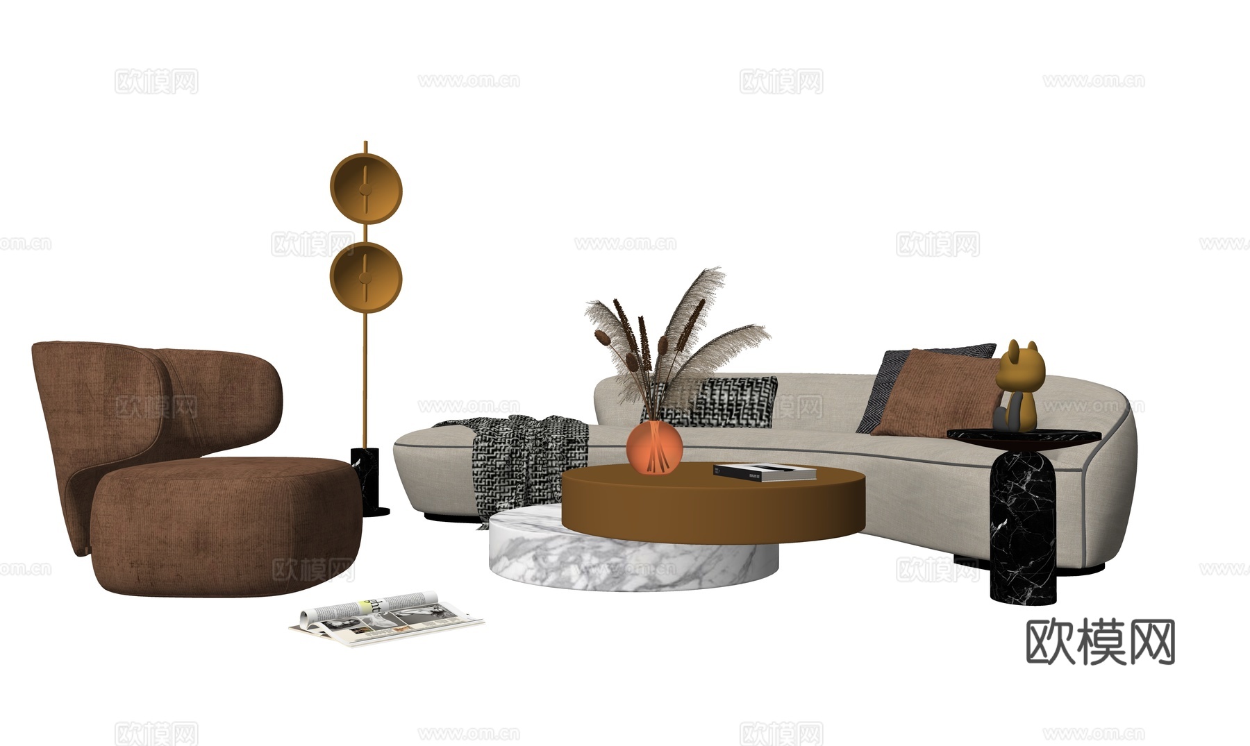 现代沙发组合su模型