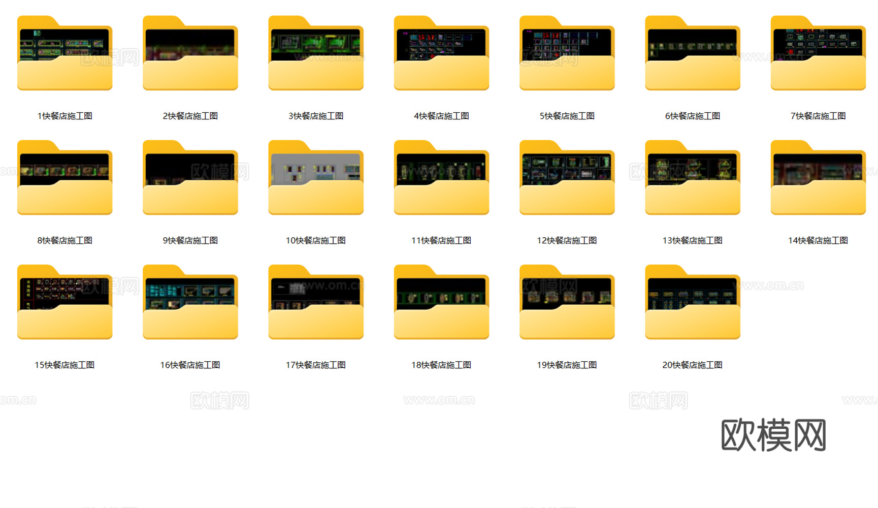 20款快餐店面馆精装修CAD施工图cad施工图