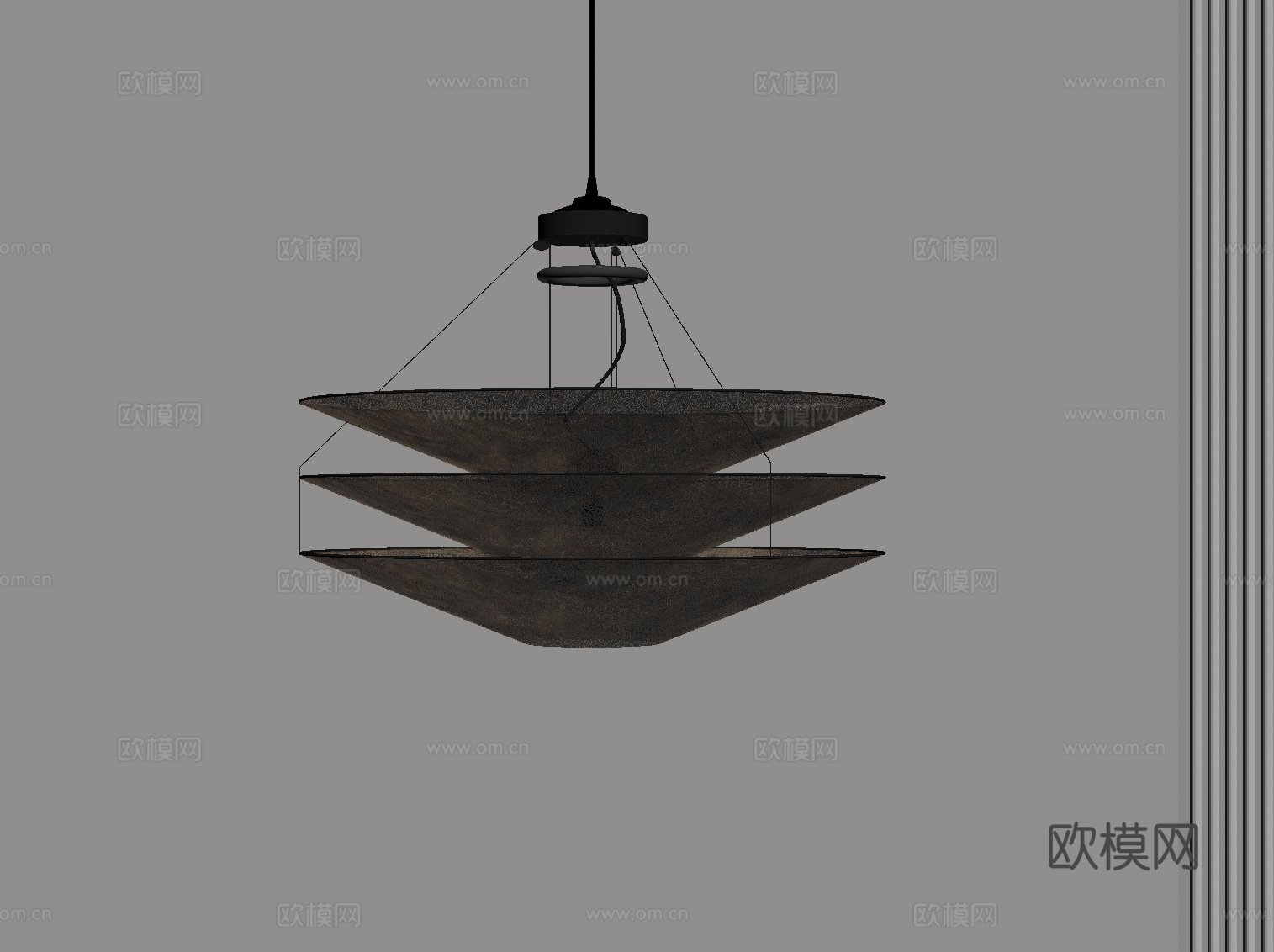 现代中古风吊灯su模型