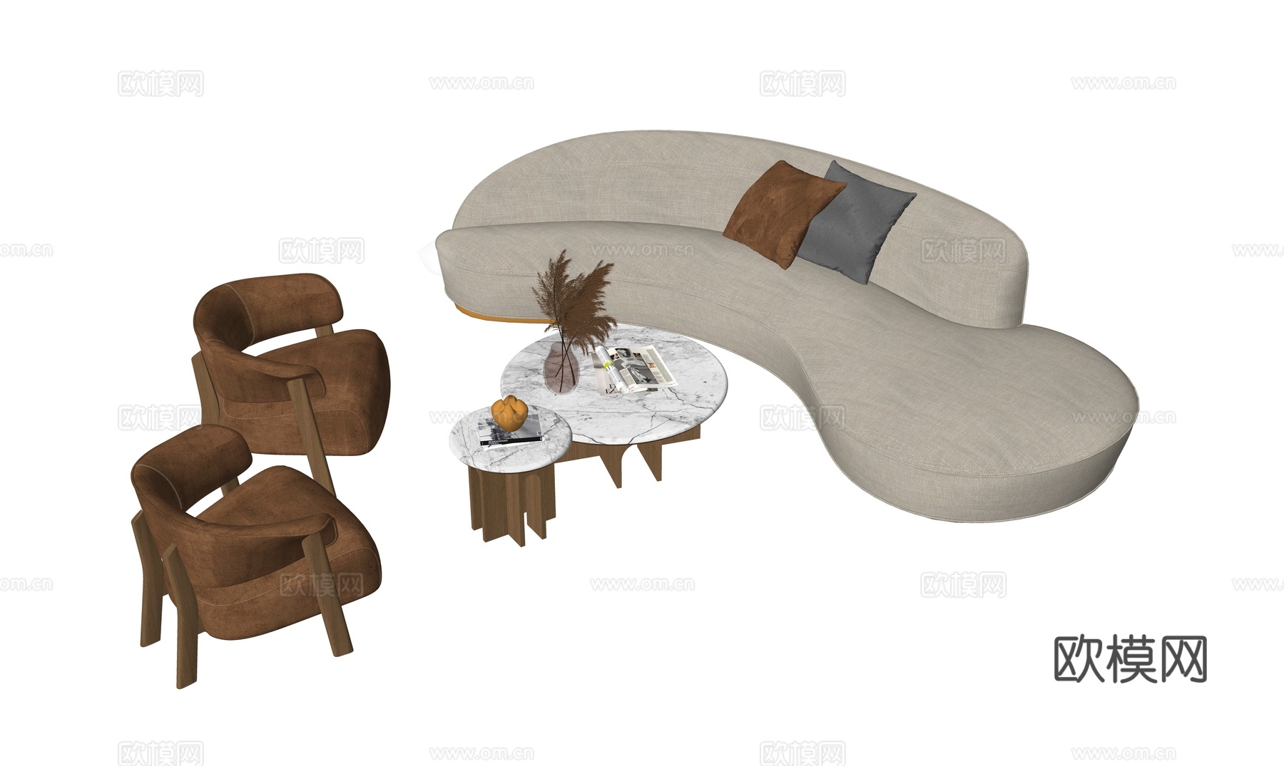 现代沙发组合su模型