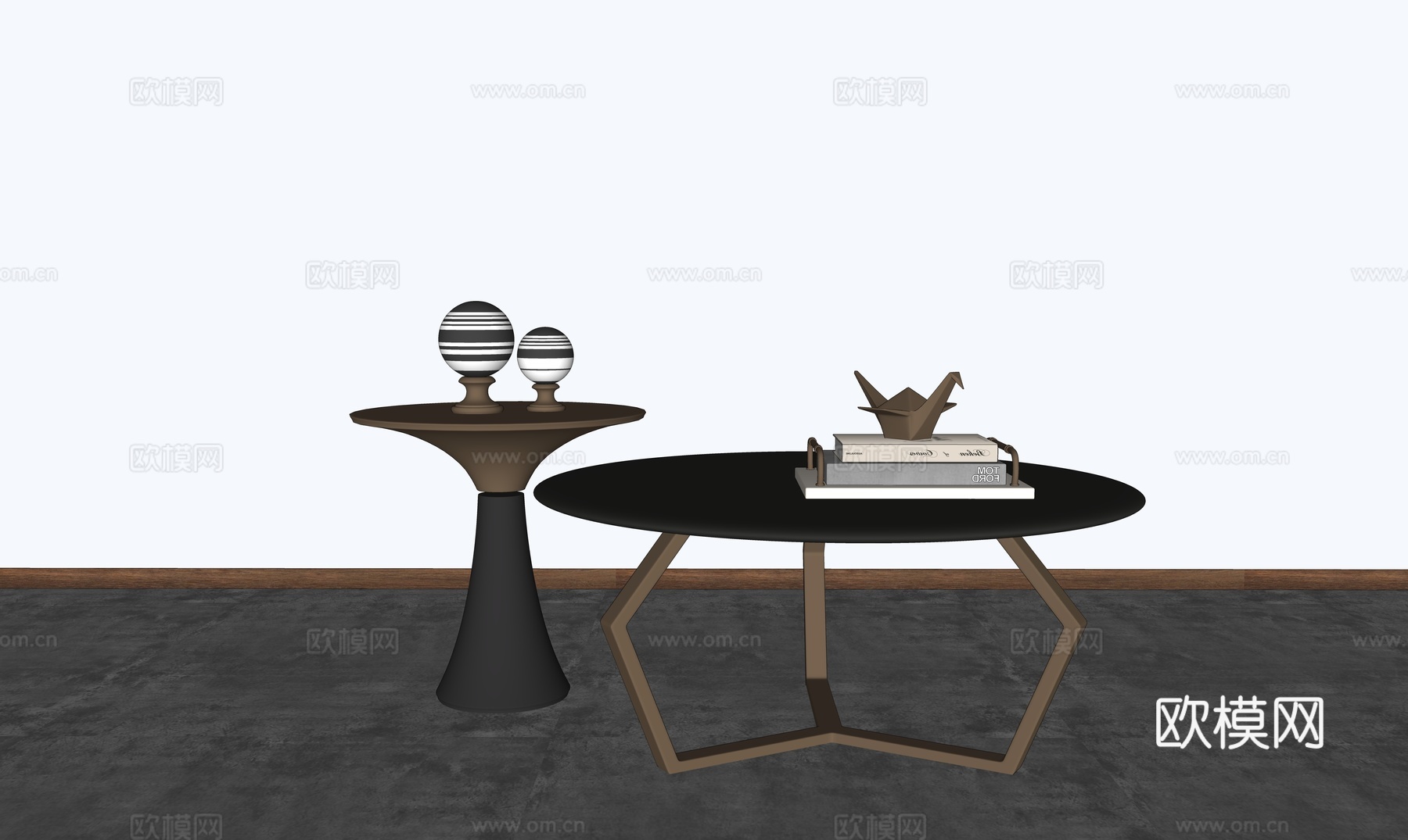 现代茶几组合su模型