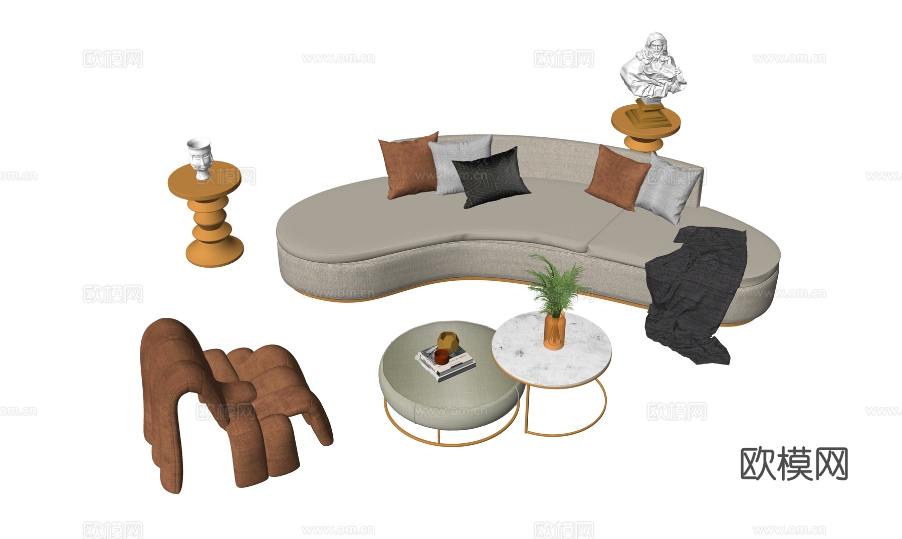 现代沙发组合su模型