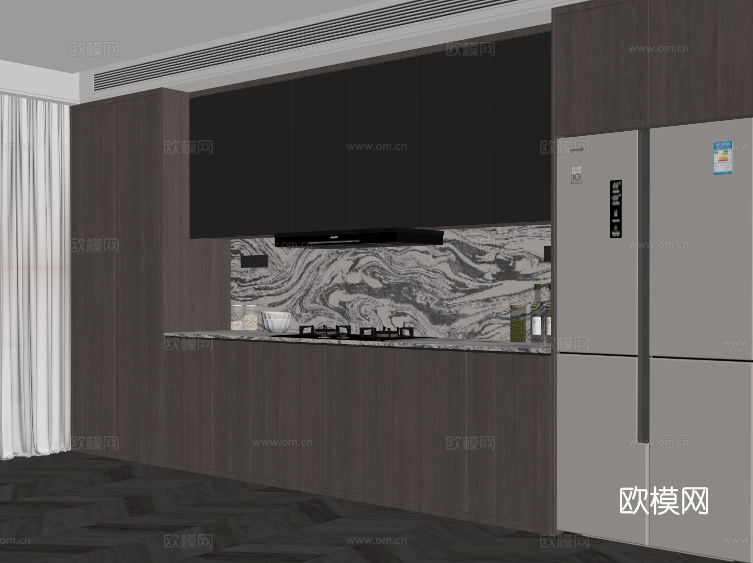 现代意式餐边柜 酒柜su模型