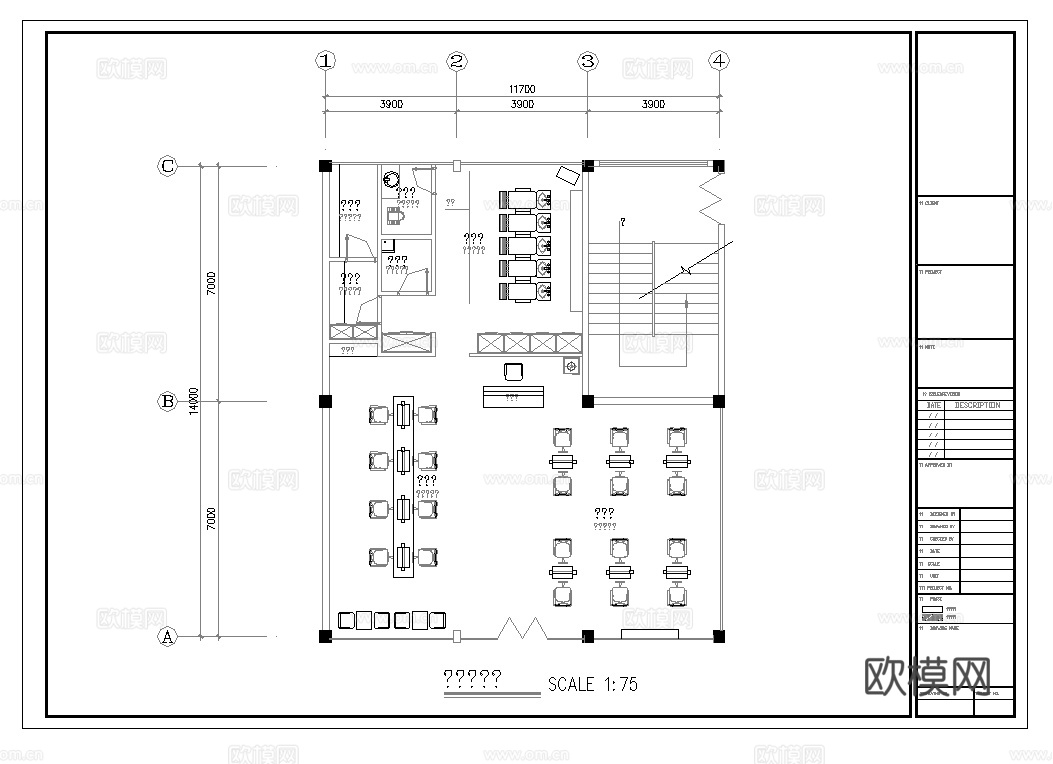 最新完整版理发店施工图合集cad施工图