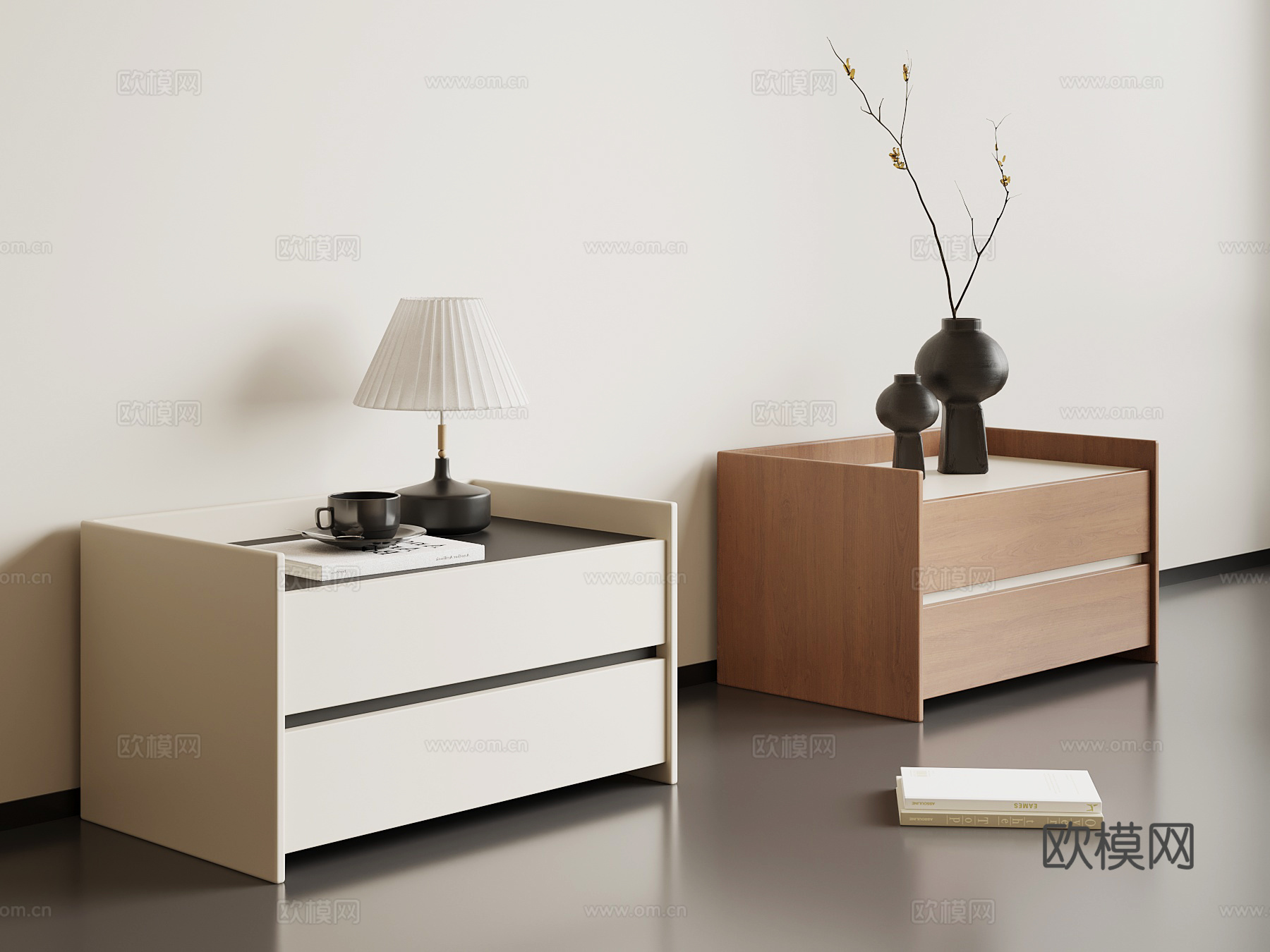 现代中古床头柜su模型