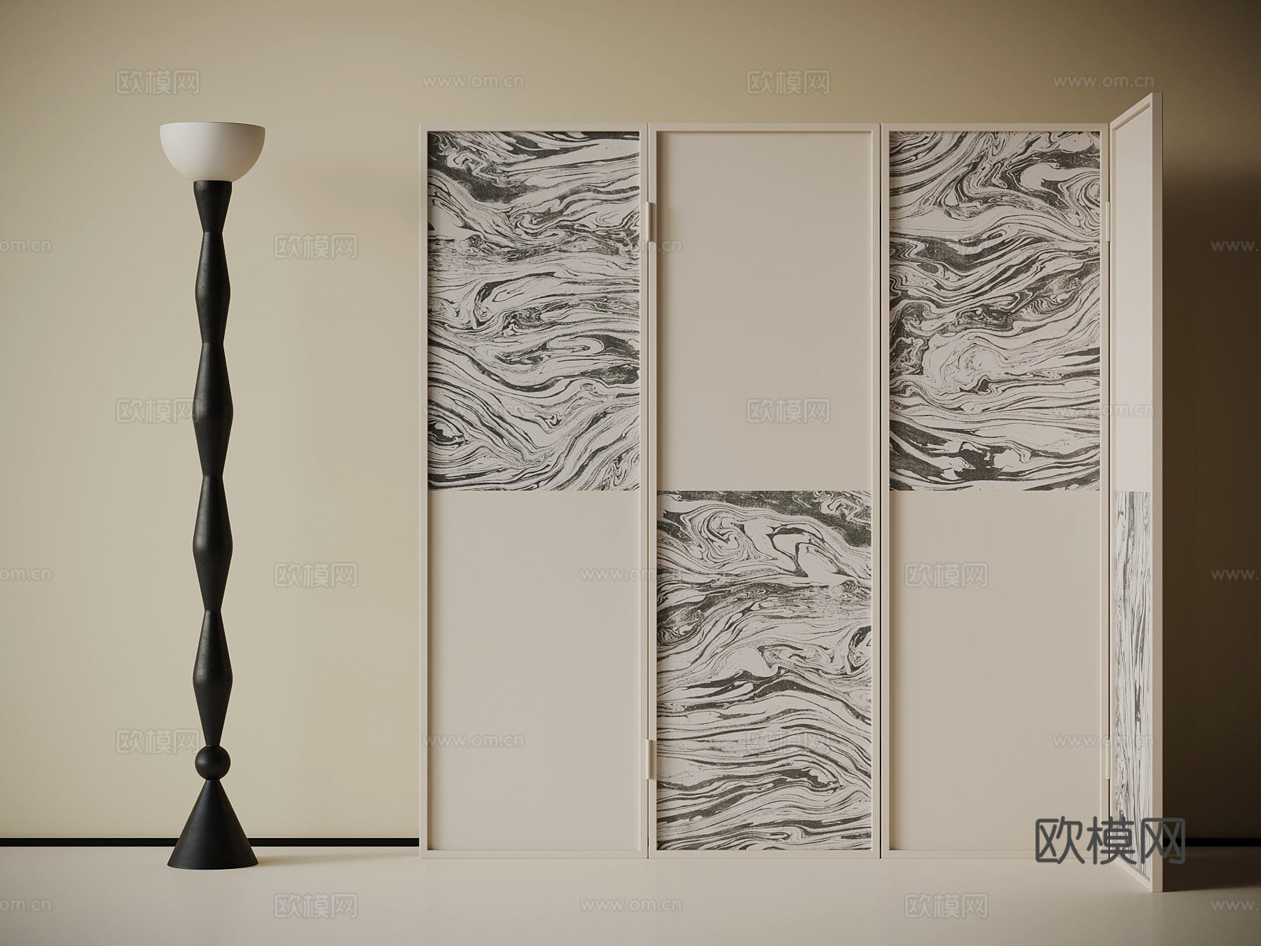 现代屏风 隔断su模型