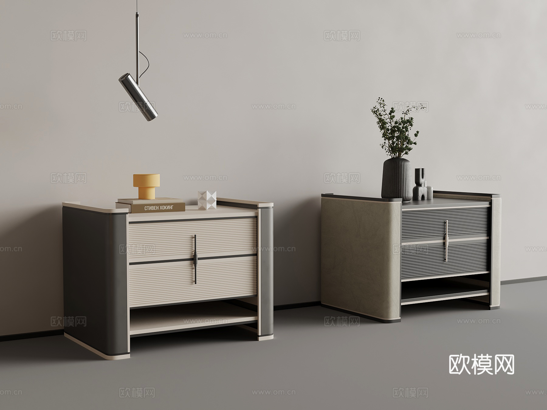 现代意式床头柜su模型