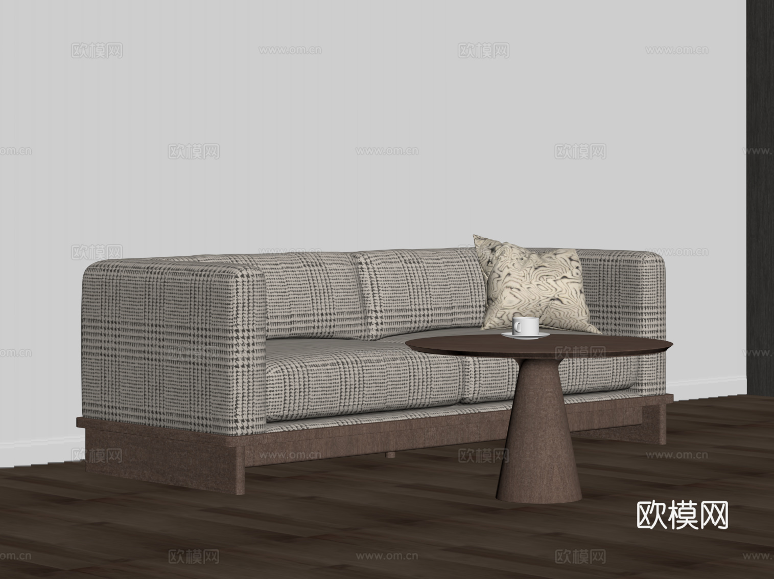 现代中古风沙发 双人沙发su模型