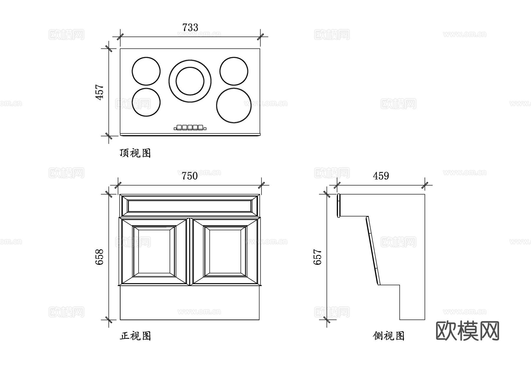 障碍炉灶 无障碍厨房灶具 轮椅友好型炉灶 低位操作炉灶cad施工图