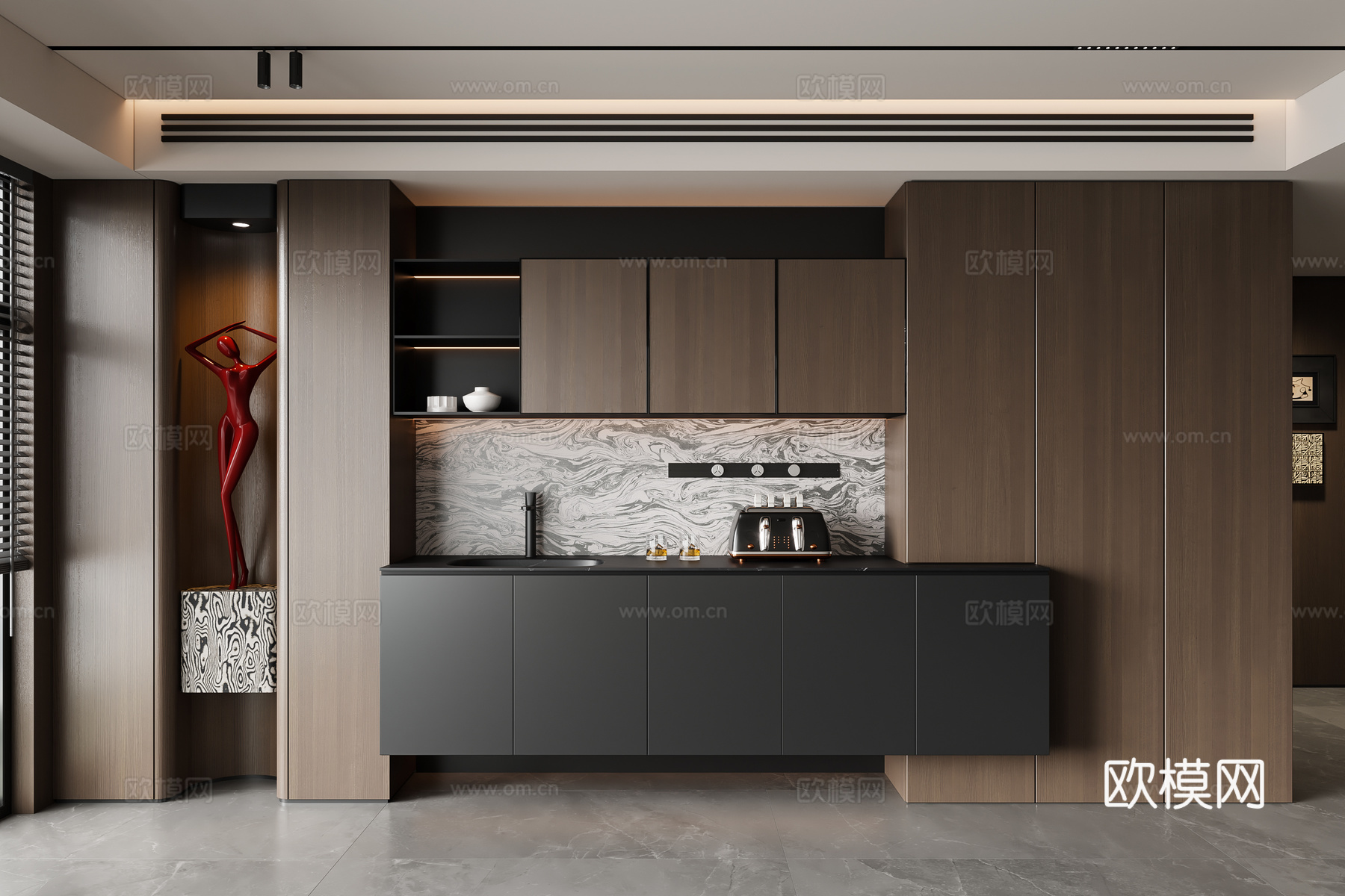 现代意式餐边柜 酒柜 装饰柜su模型