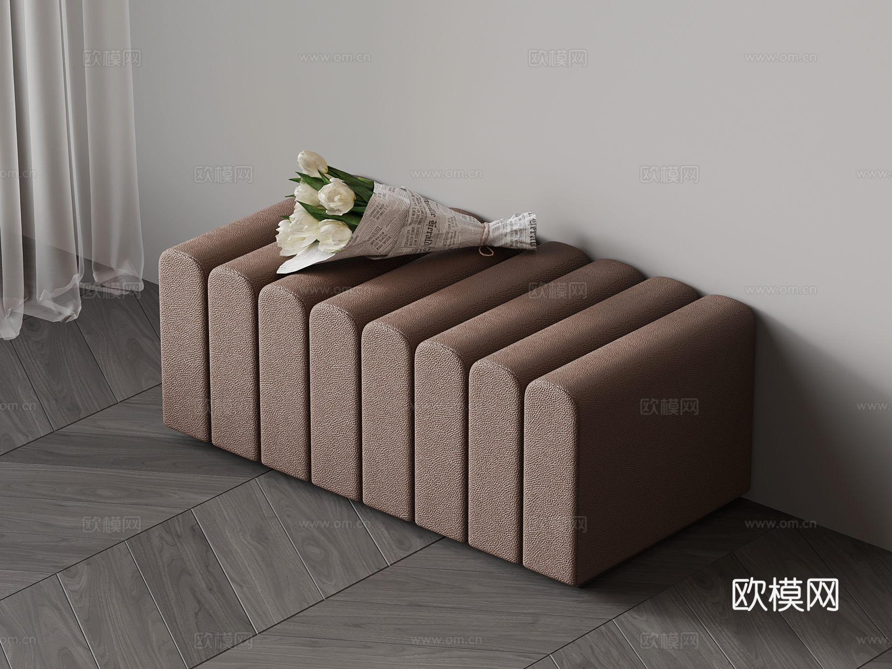 现代换鞋凳 皮革沙发凳su模型