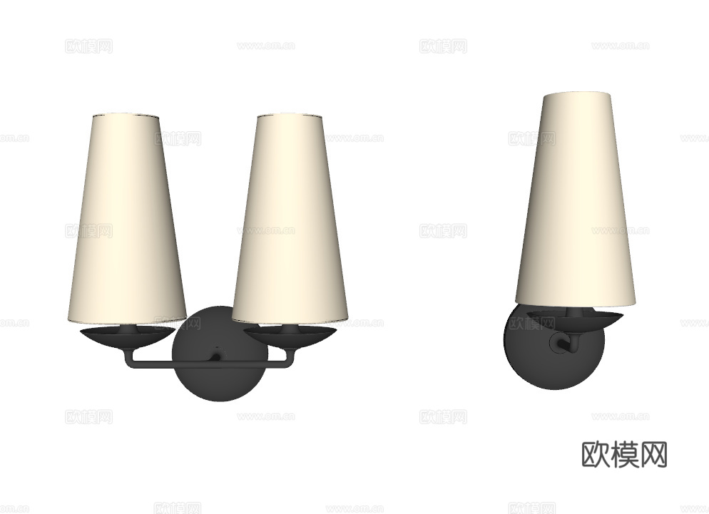 法式壁灯 奶油风壁灯 复古壁灯 卧室床头壁灯su模型