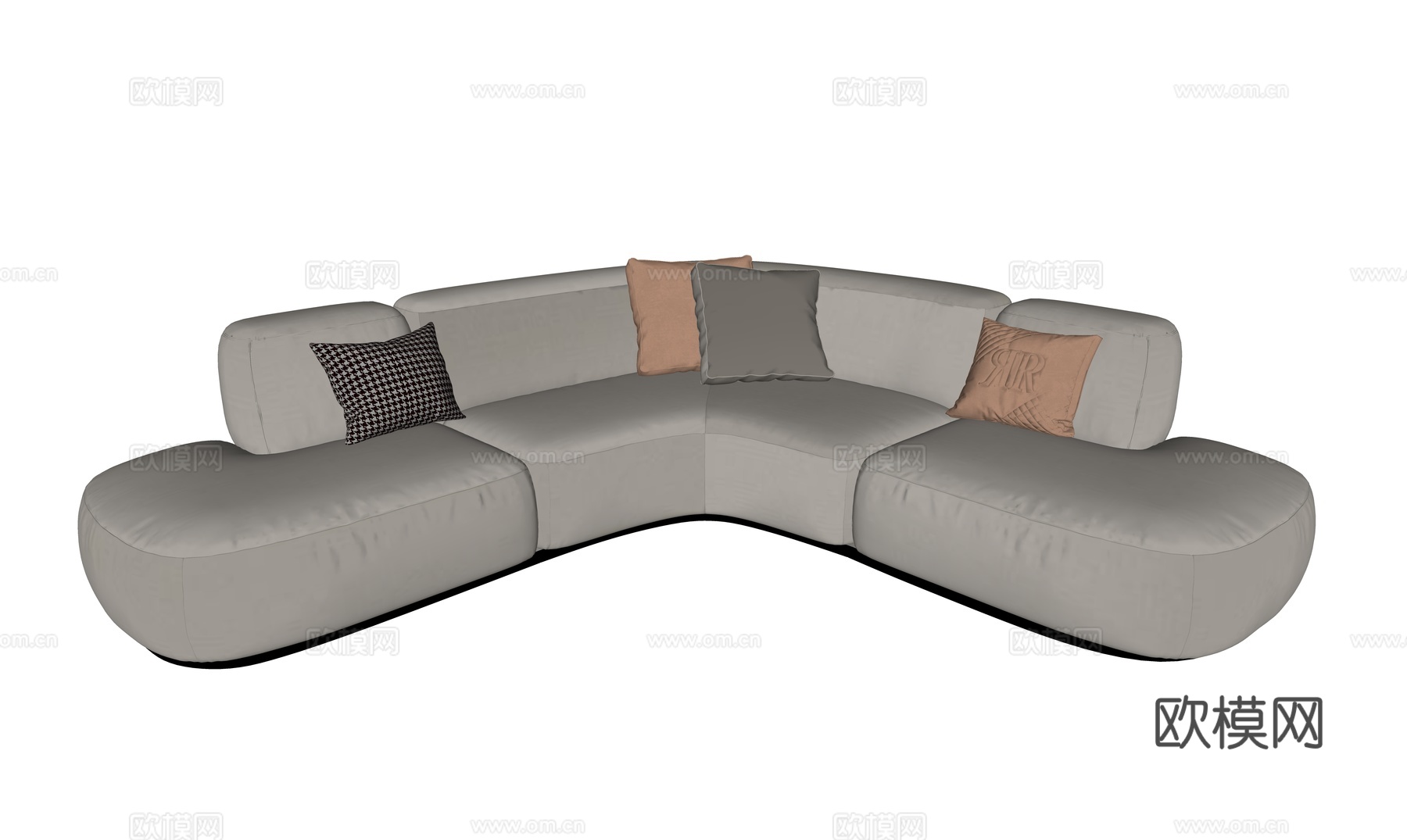 现代转角沙发组合su模型