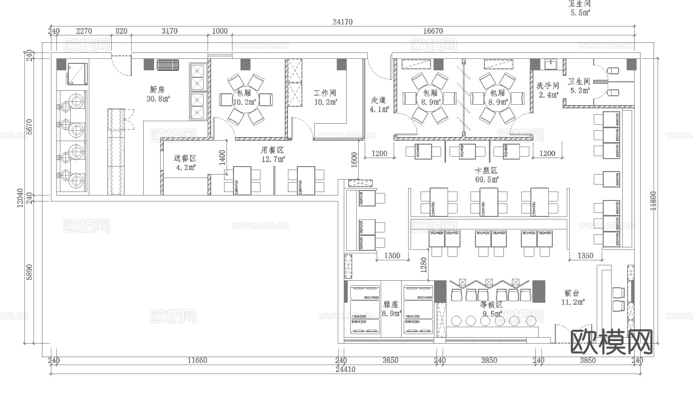 最新全套 港式茶餐厅 施工图合集cad施工图