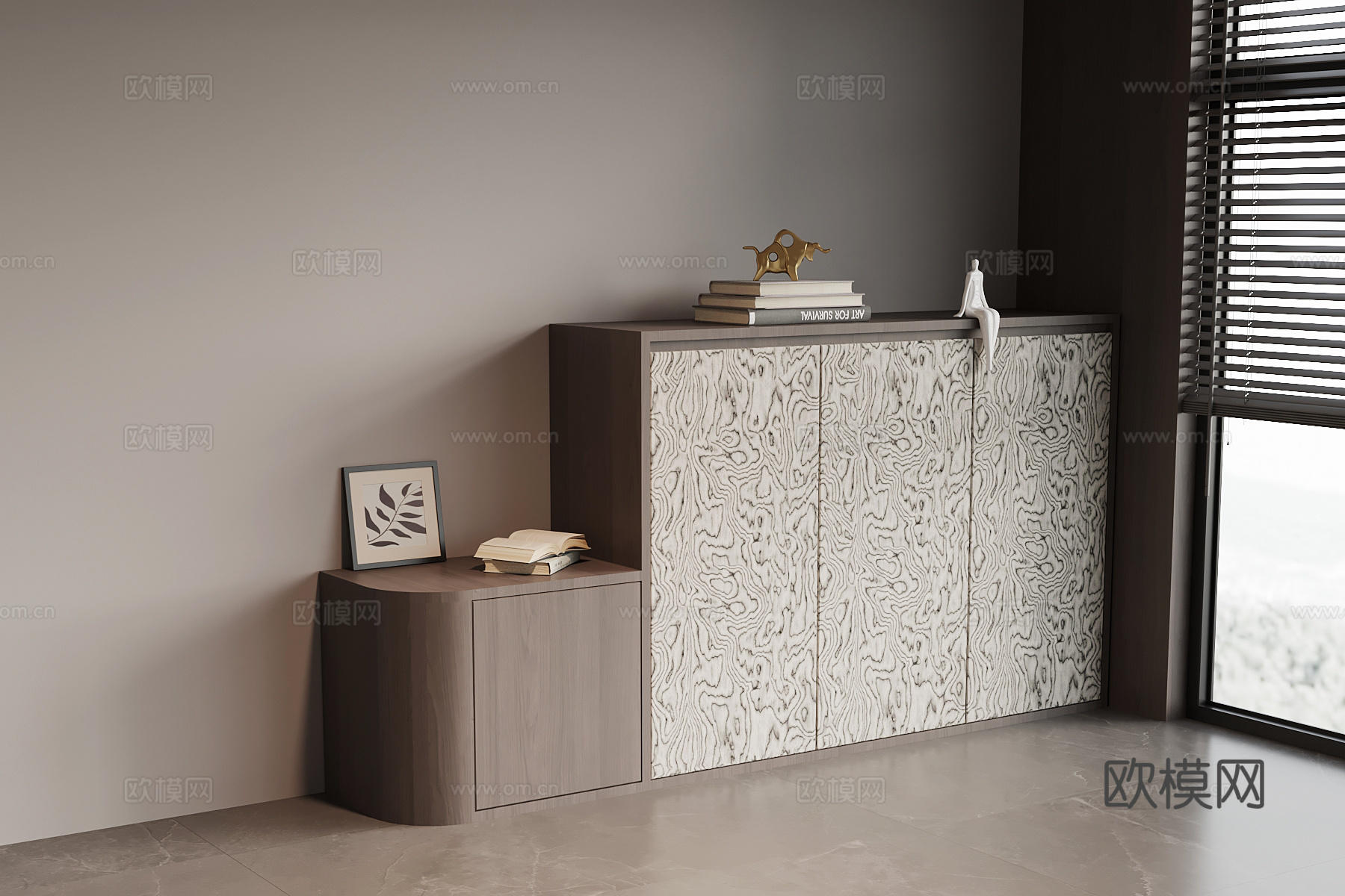 现代意式鞋柜 入户玄关柜 边柜su模型
