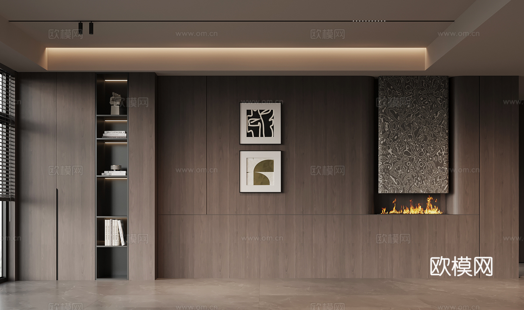 现代意式背景墙su模型