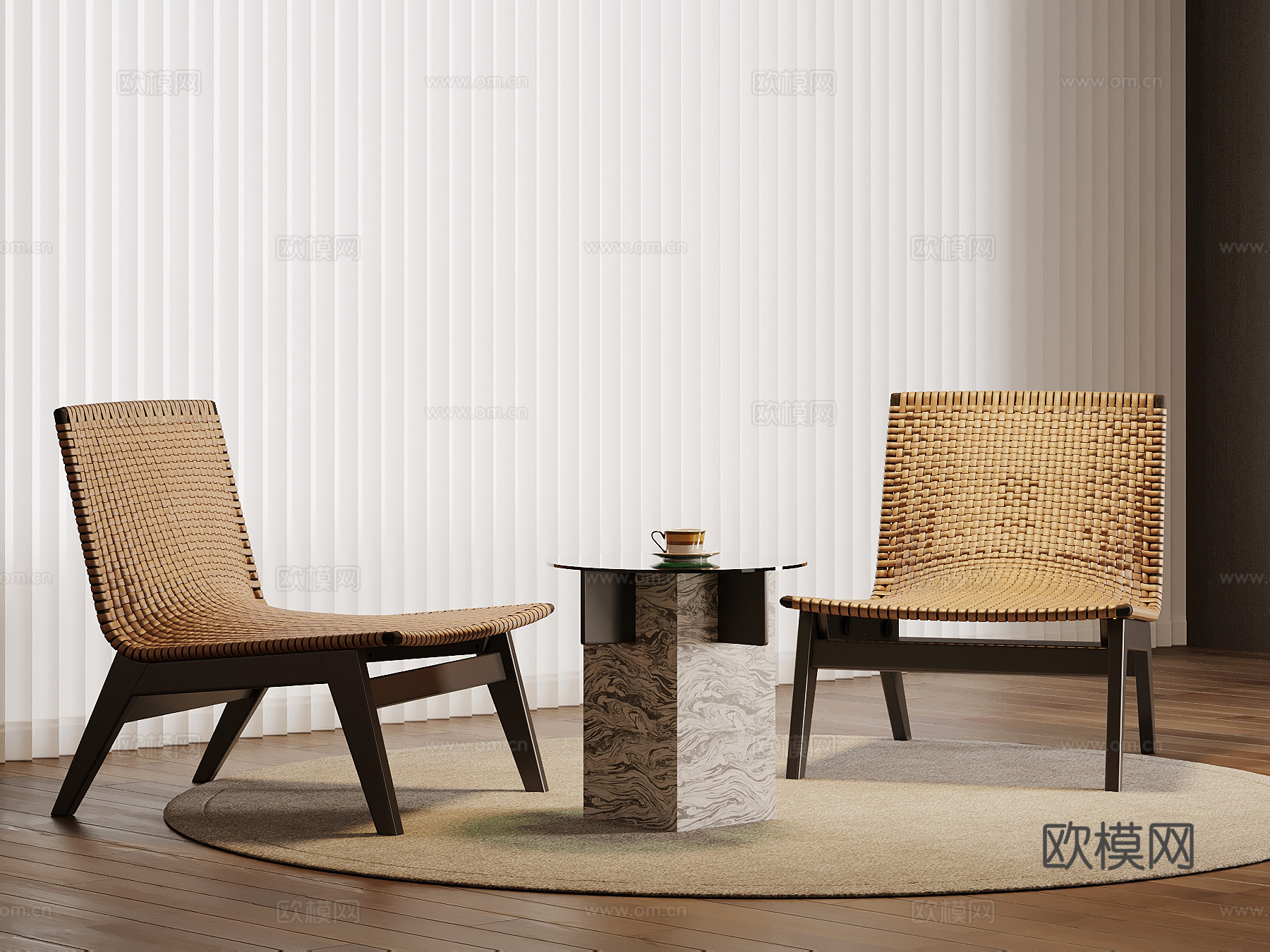 现代休闲椅 躺椅su模型