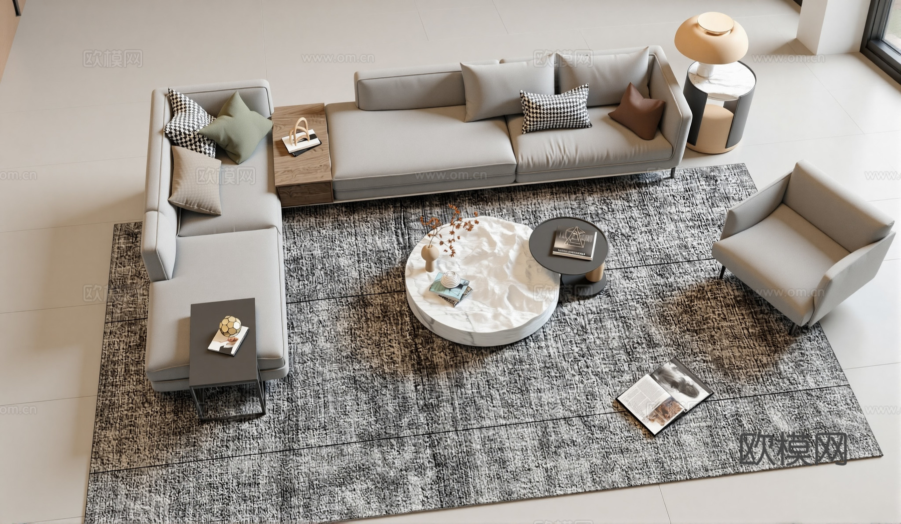 现代网红客厅su模型