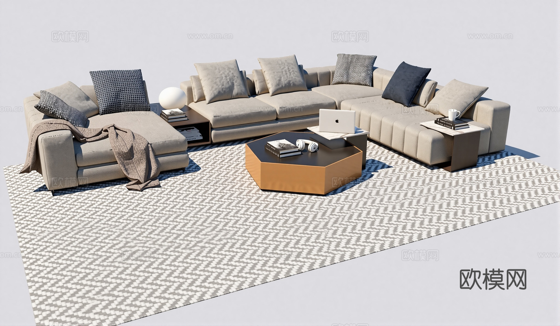 现代沙发组合su模型