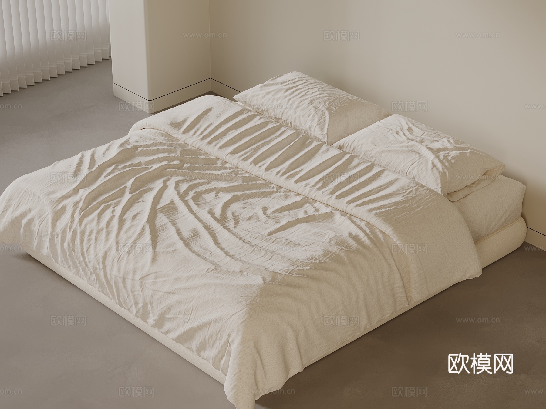 现代双人床 床品su模型