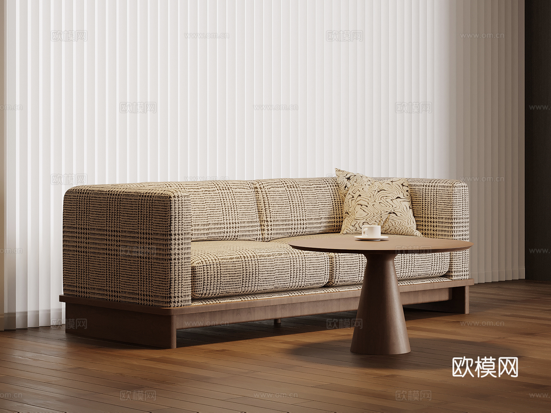 现代中古风沙发 双人沙发su模型