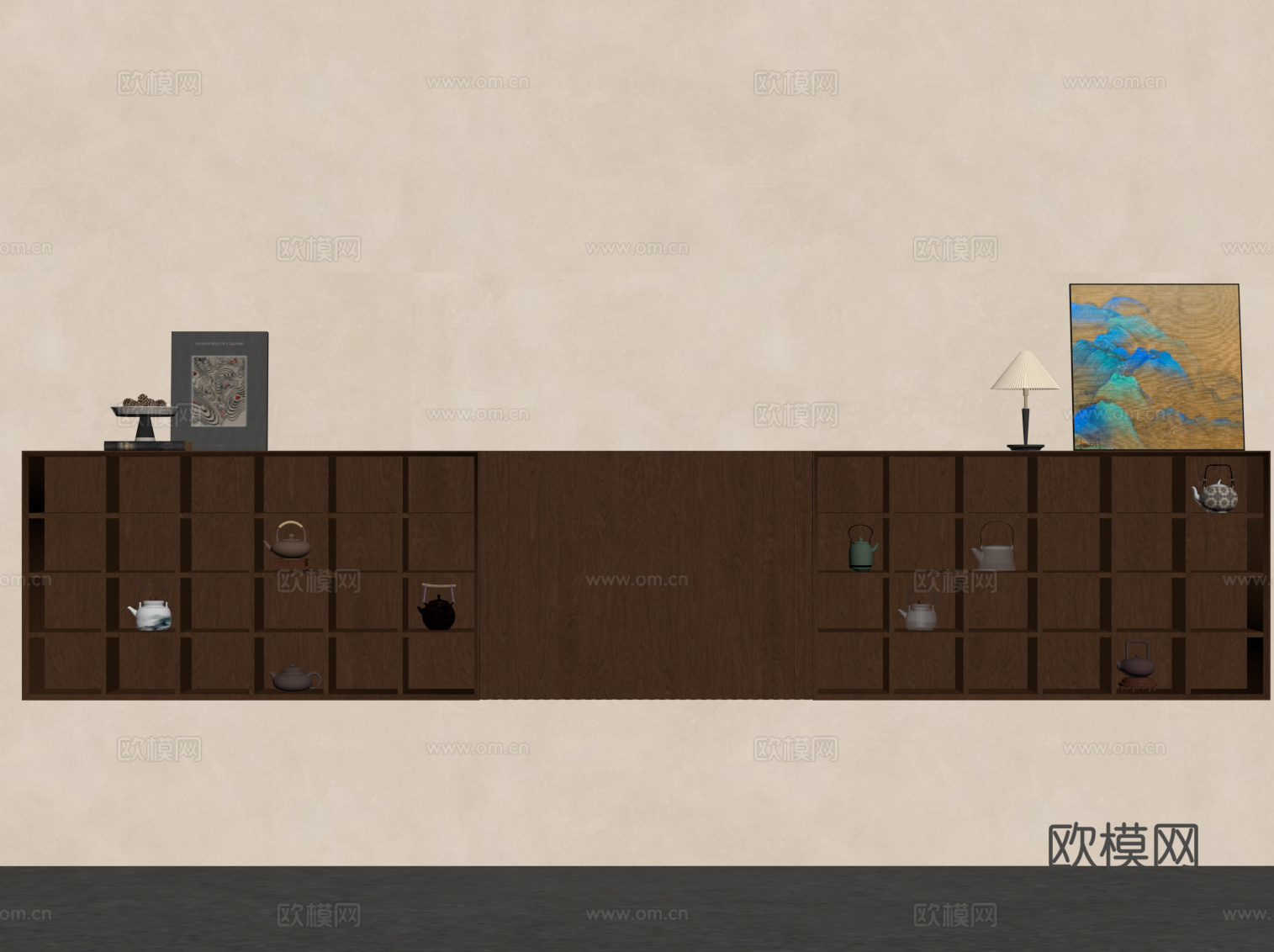 新中式茶叶柜 置物柜su模型
