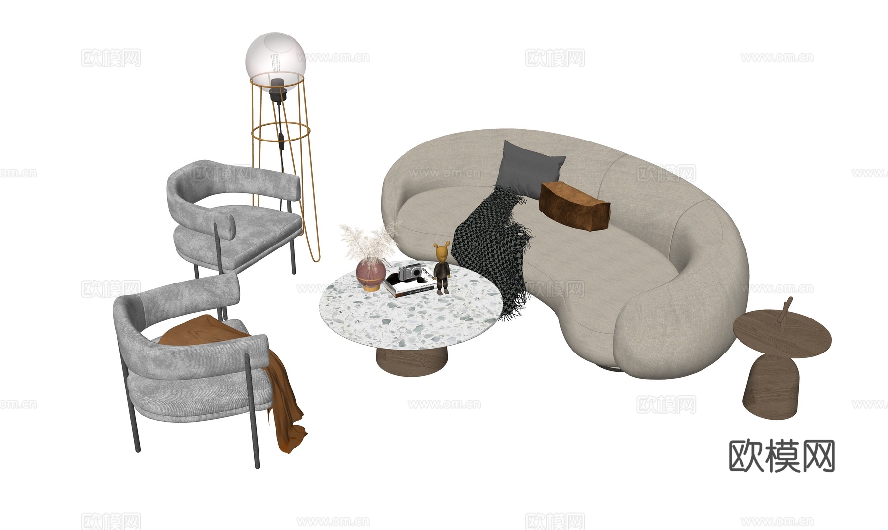 现代沙发组合su模型