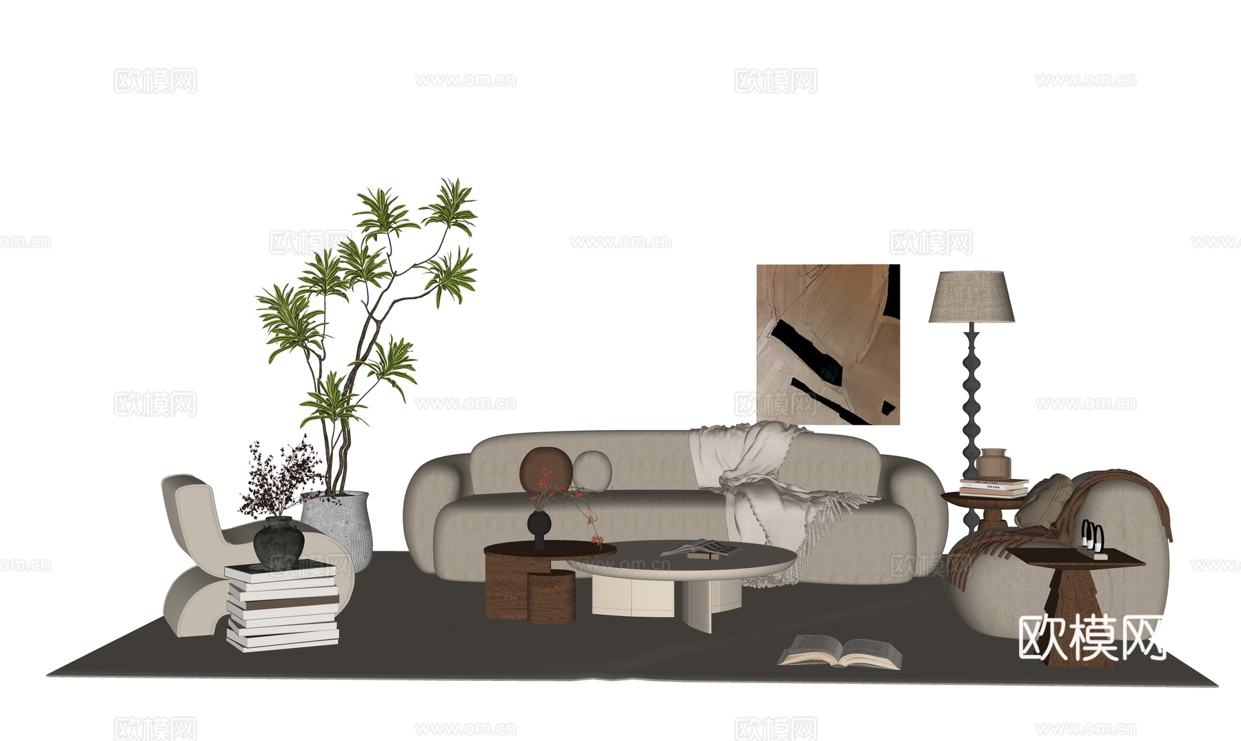 现代沙发组合su模型