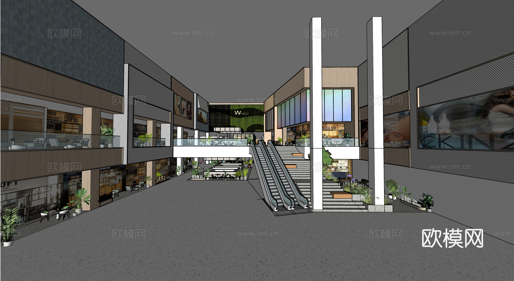 外摆 餐桌椅 绿植 端景 盆栽 端头 MEGA区su模型