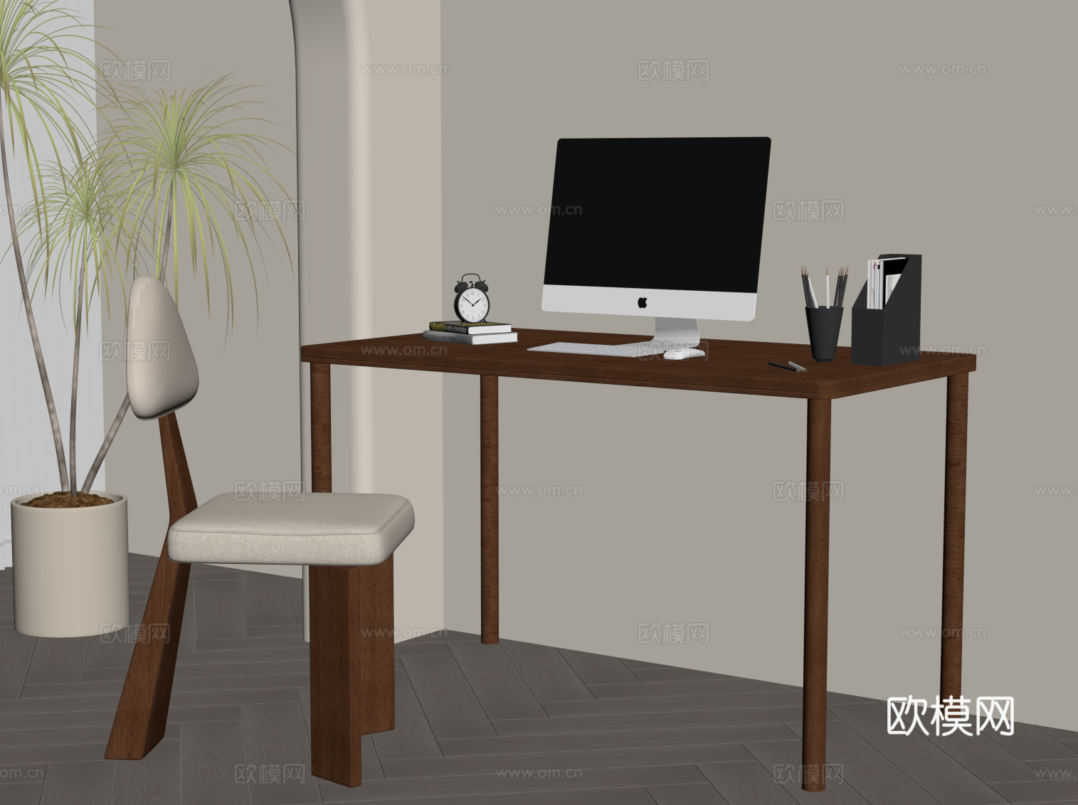 法式中古书桌椅su模型