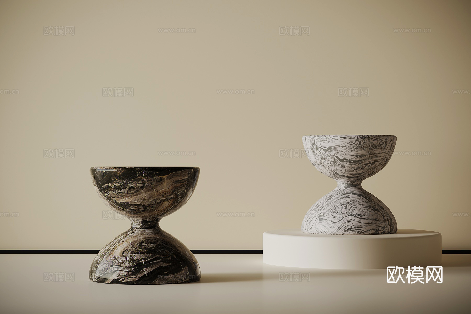 现代意式凳子 大理石圆凳3d模型下载