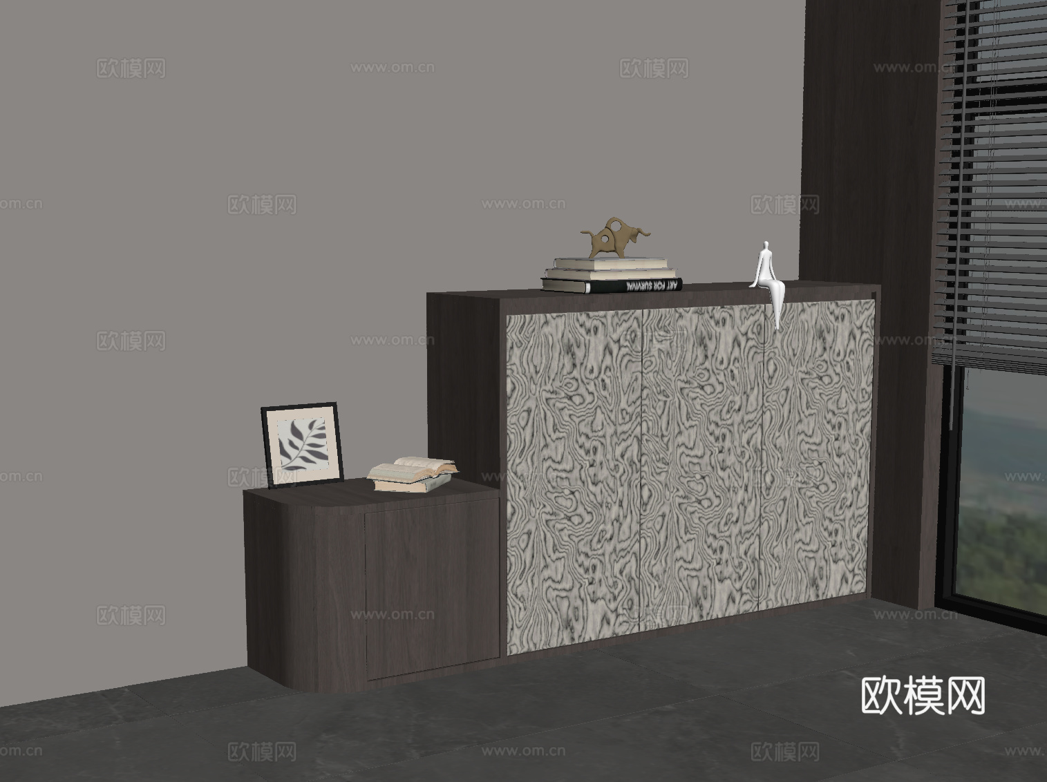 现代意式鞋柜 入户玄关柜 边柜su模型