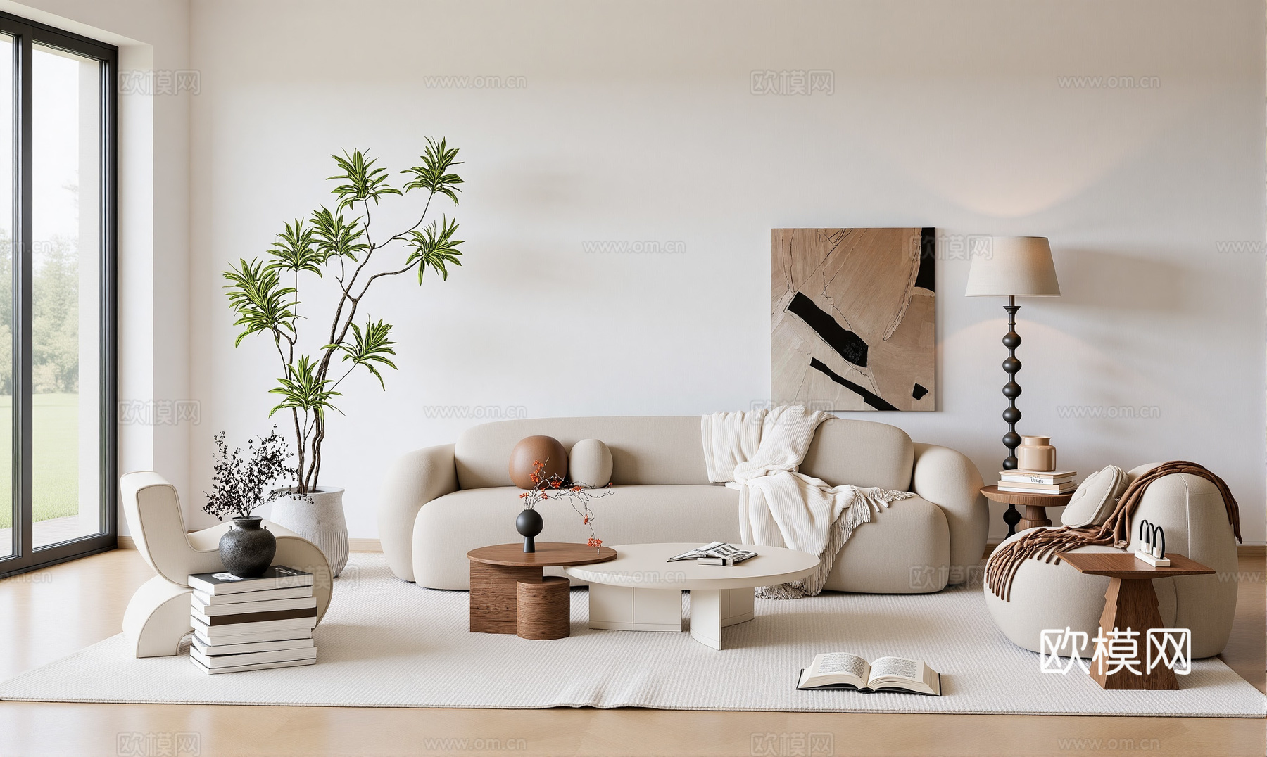 现代沙发组合su模型