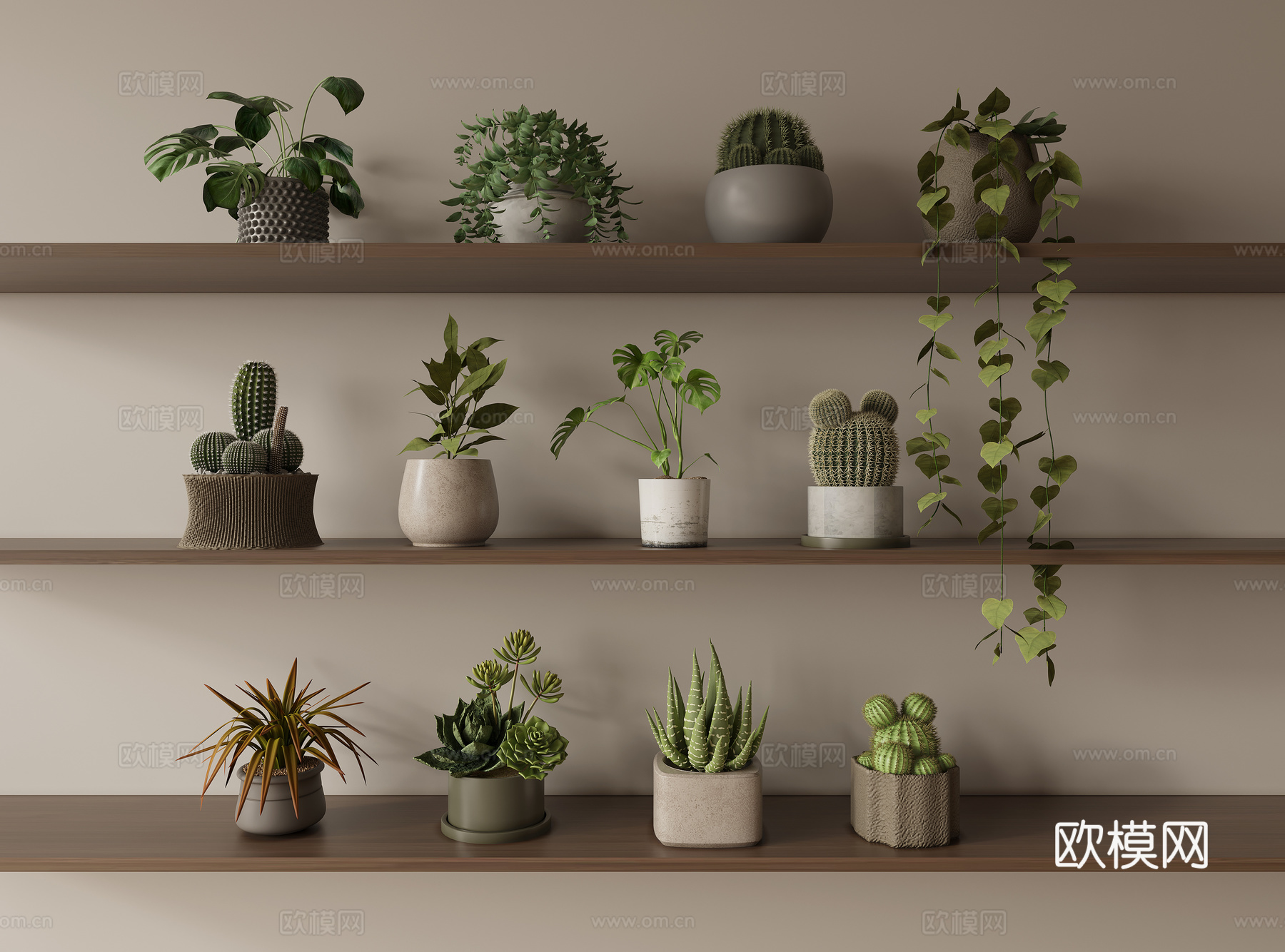 盆栽摆件多肉su模型