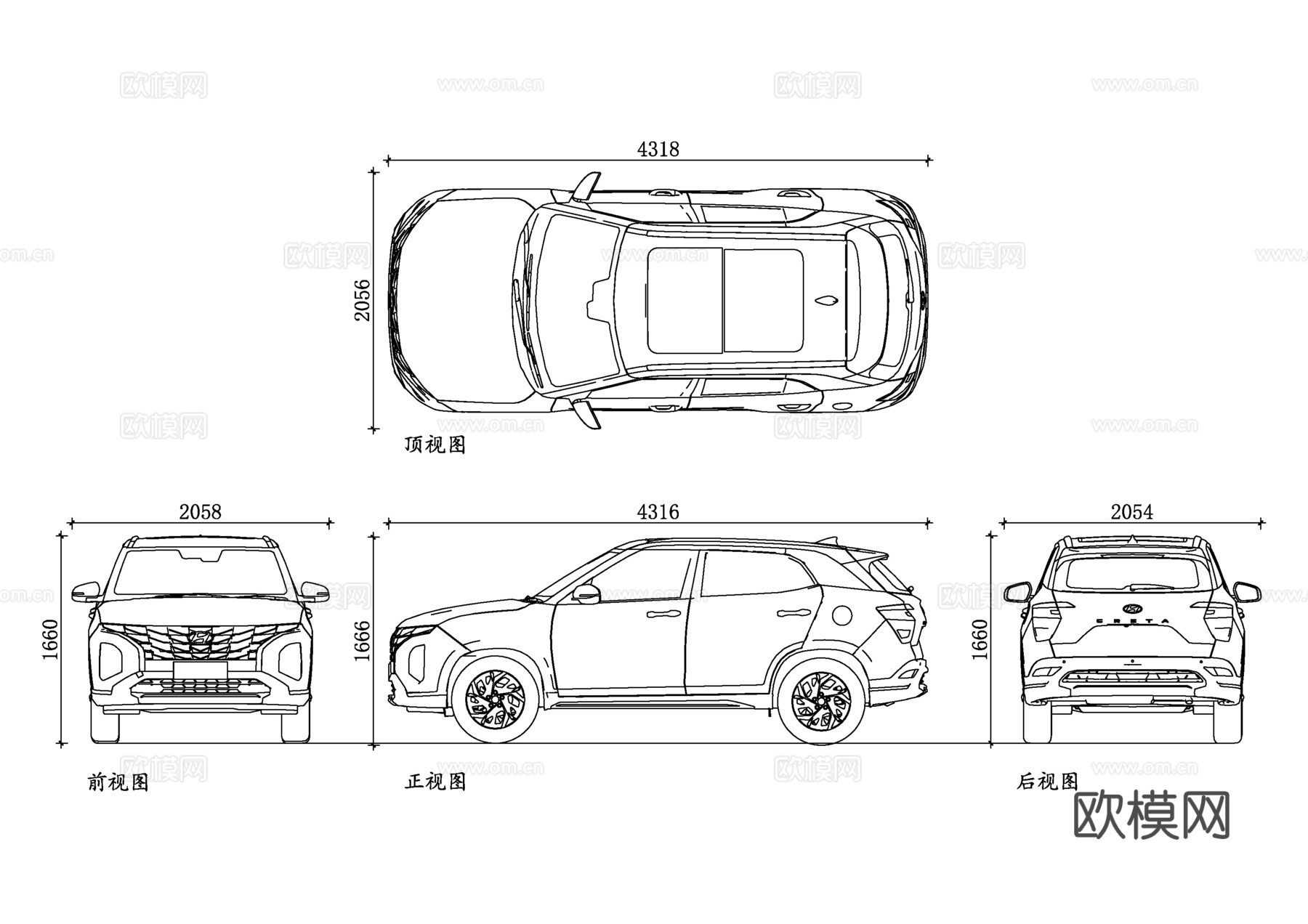 现代轿车 现代伊兰特 现代索纳塔 现代名图 现代领动 现代菲cad施工图