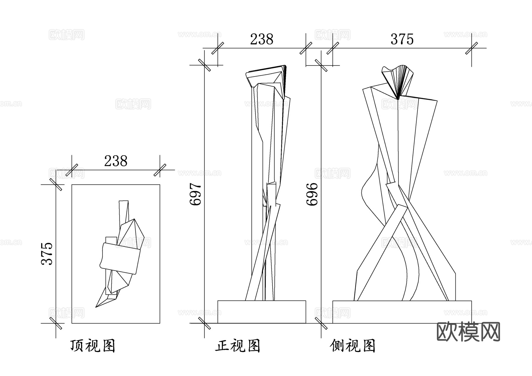 现代艺术雕塑 当代雕塑 抽象雕塑 装置艺术 雕塑艺术品cad施工图