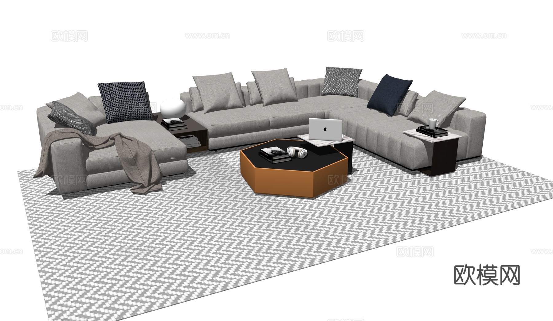 现代沙发组合su模型