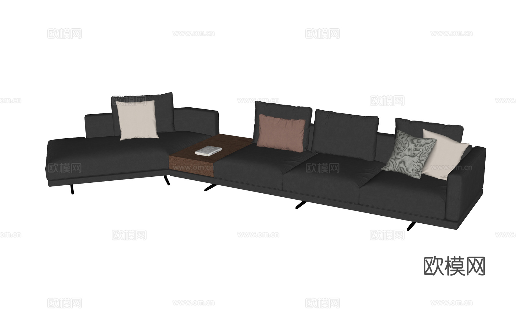 现代多人沙发 转角沙发su模型