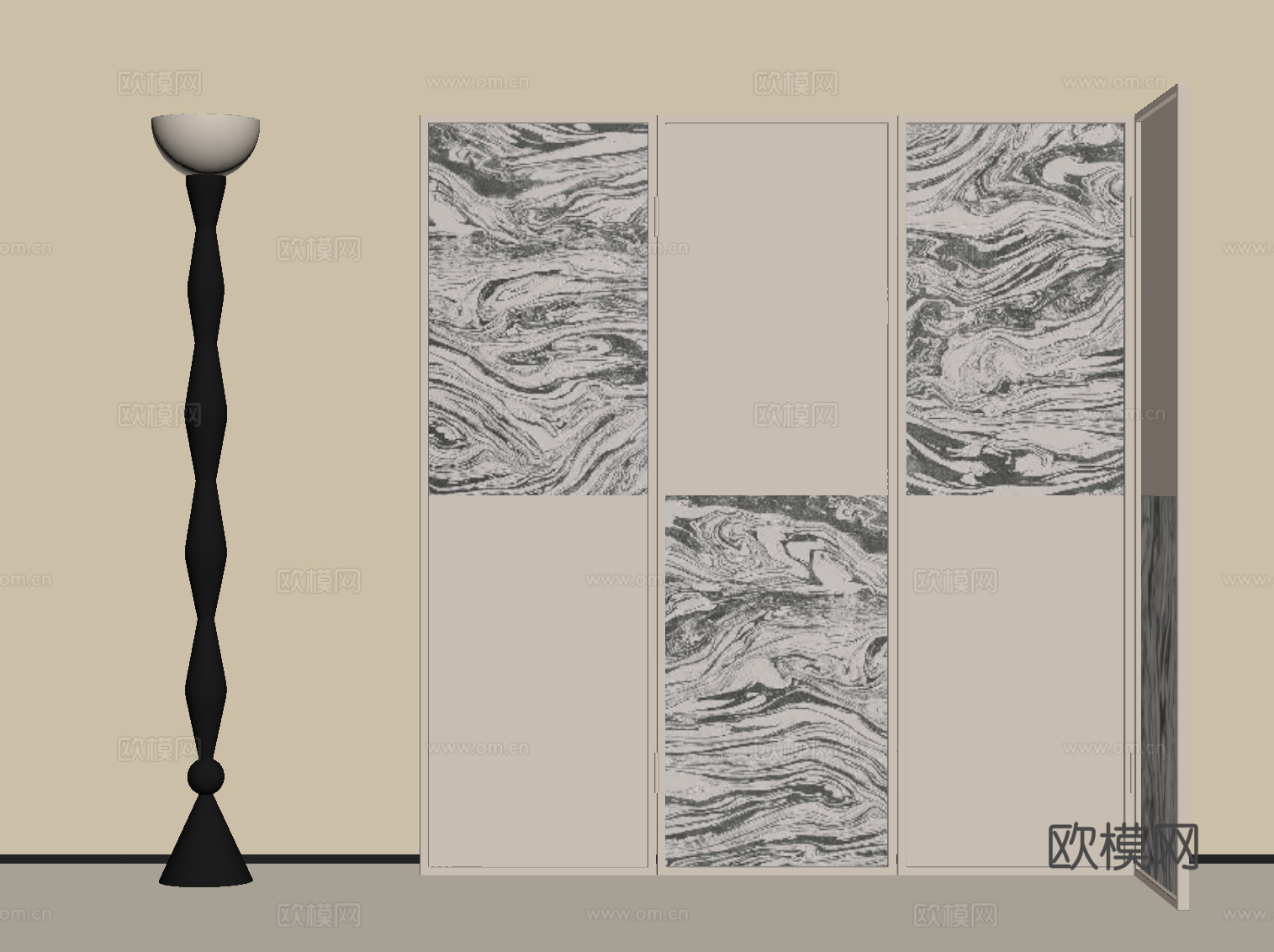 现代屏风 隔断su模型