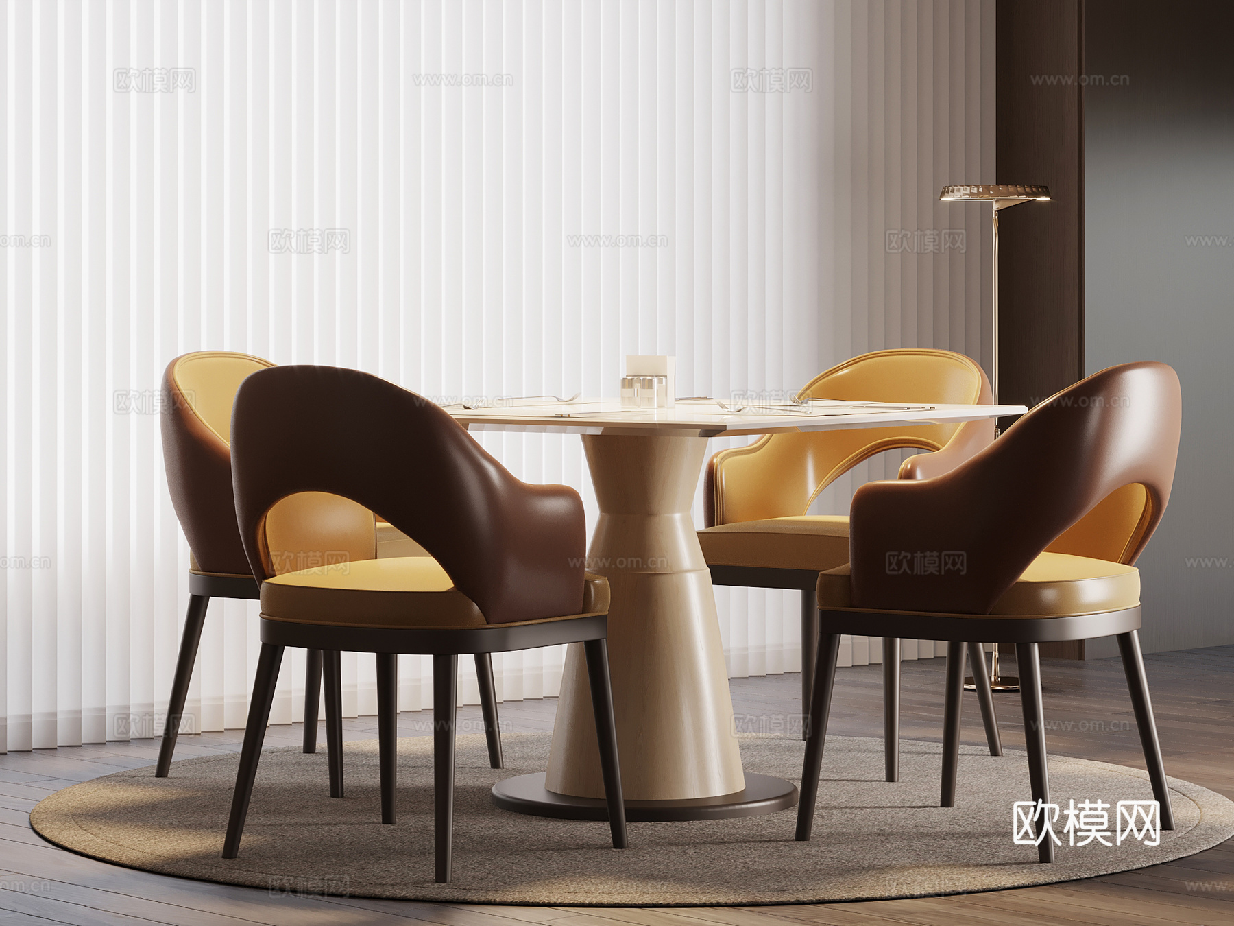 现代餐桌椅 洽谈桌椅su模型