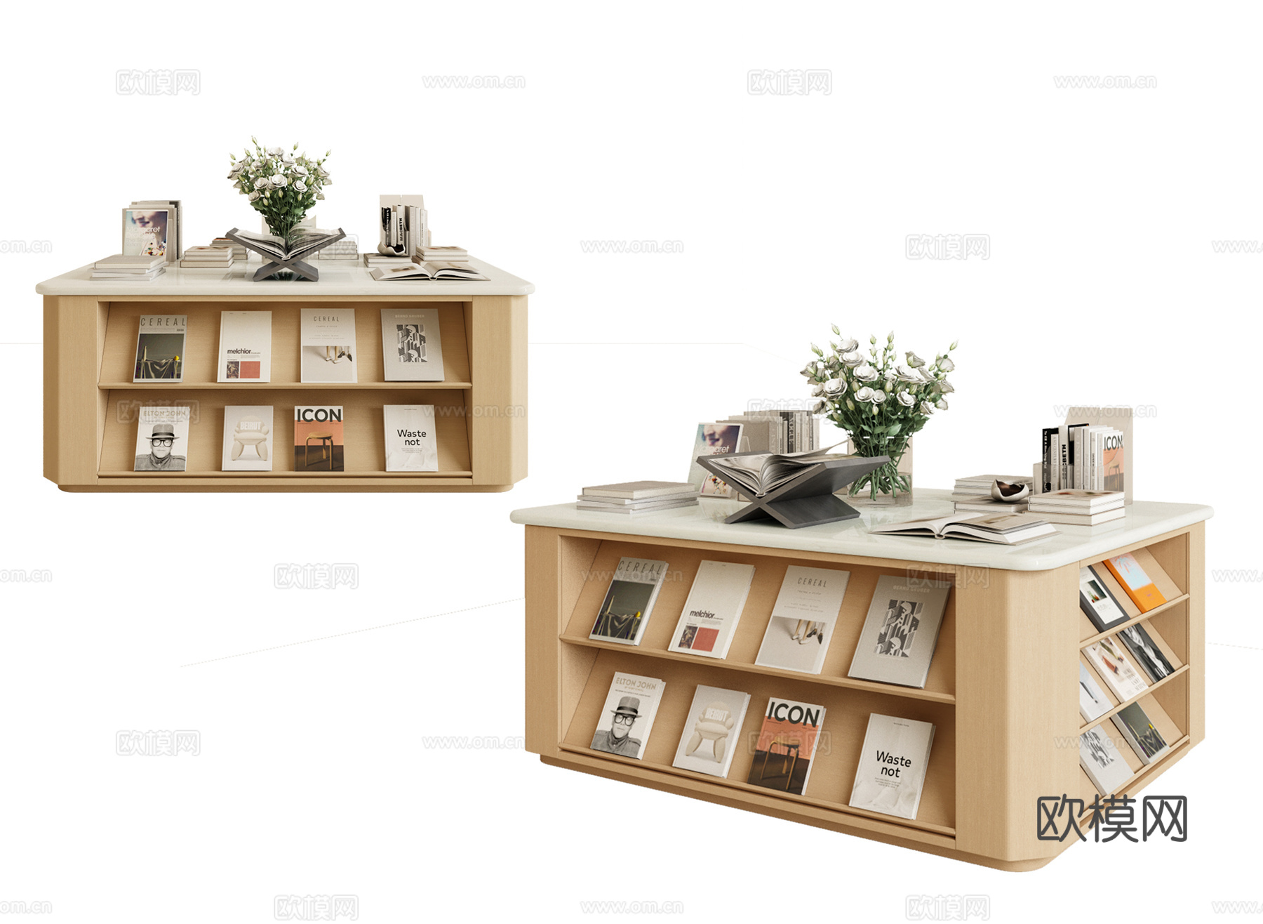现代图书馆书柜 展柜 矮书柜 展示书柜 陈列书柜 书籍su模型