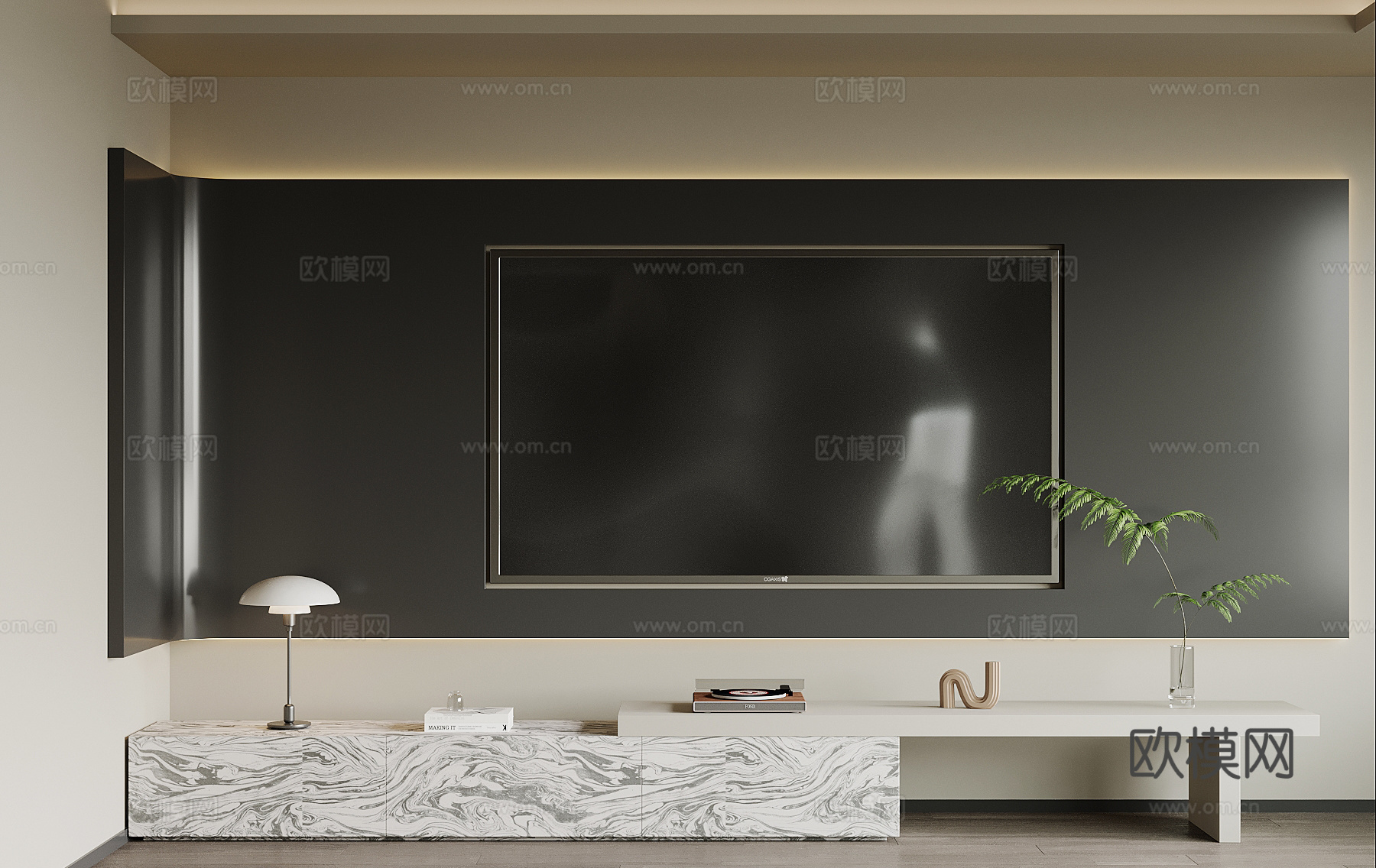 现代电视柜su模型